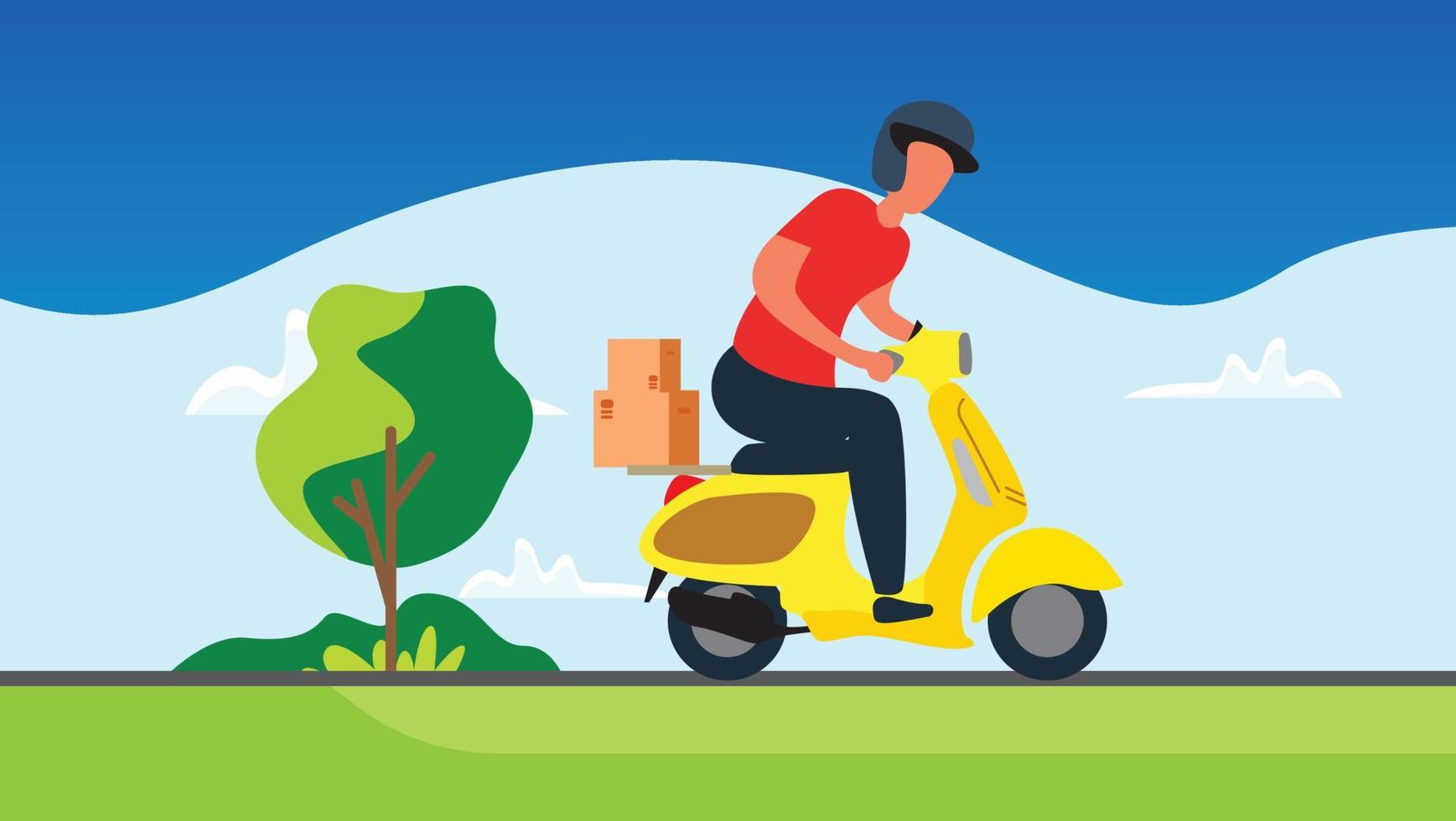 Flat phone and shop scooter delivery order ilustration vector