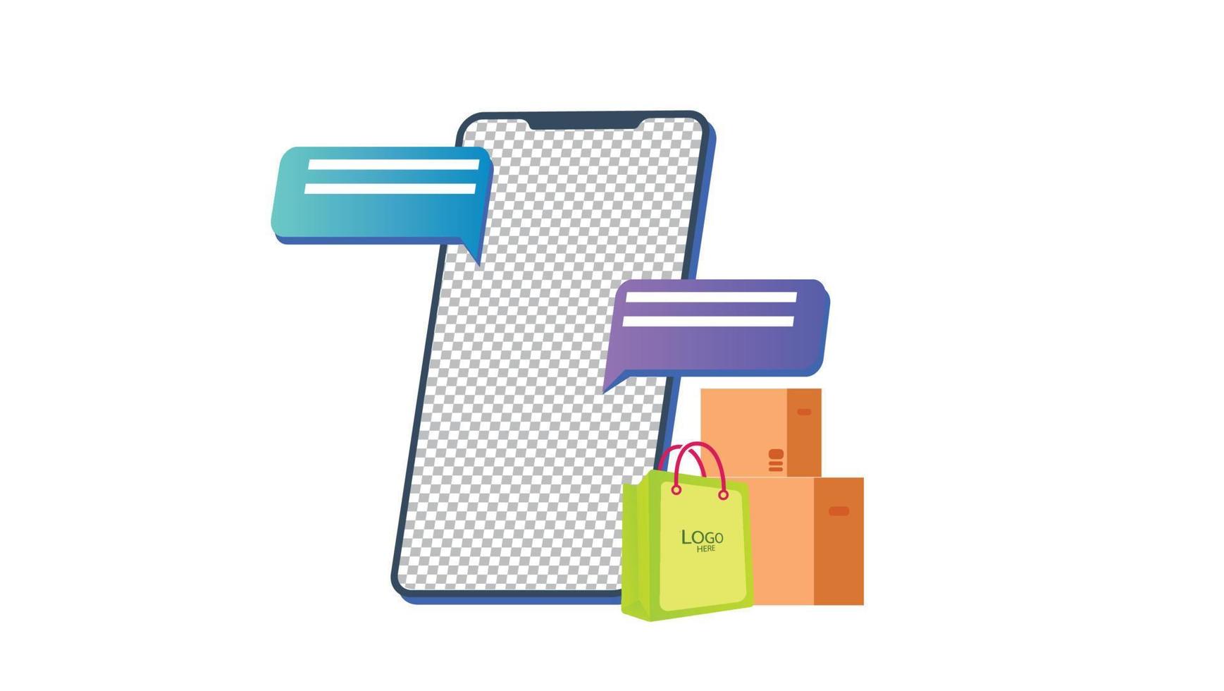 Flat phone and shop scooter delivery order ilustration vector