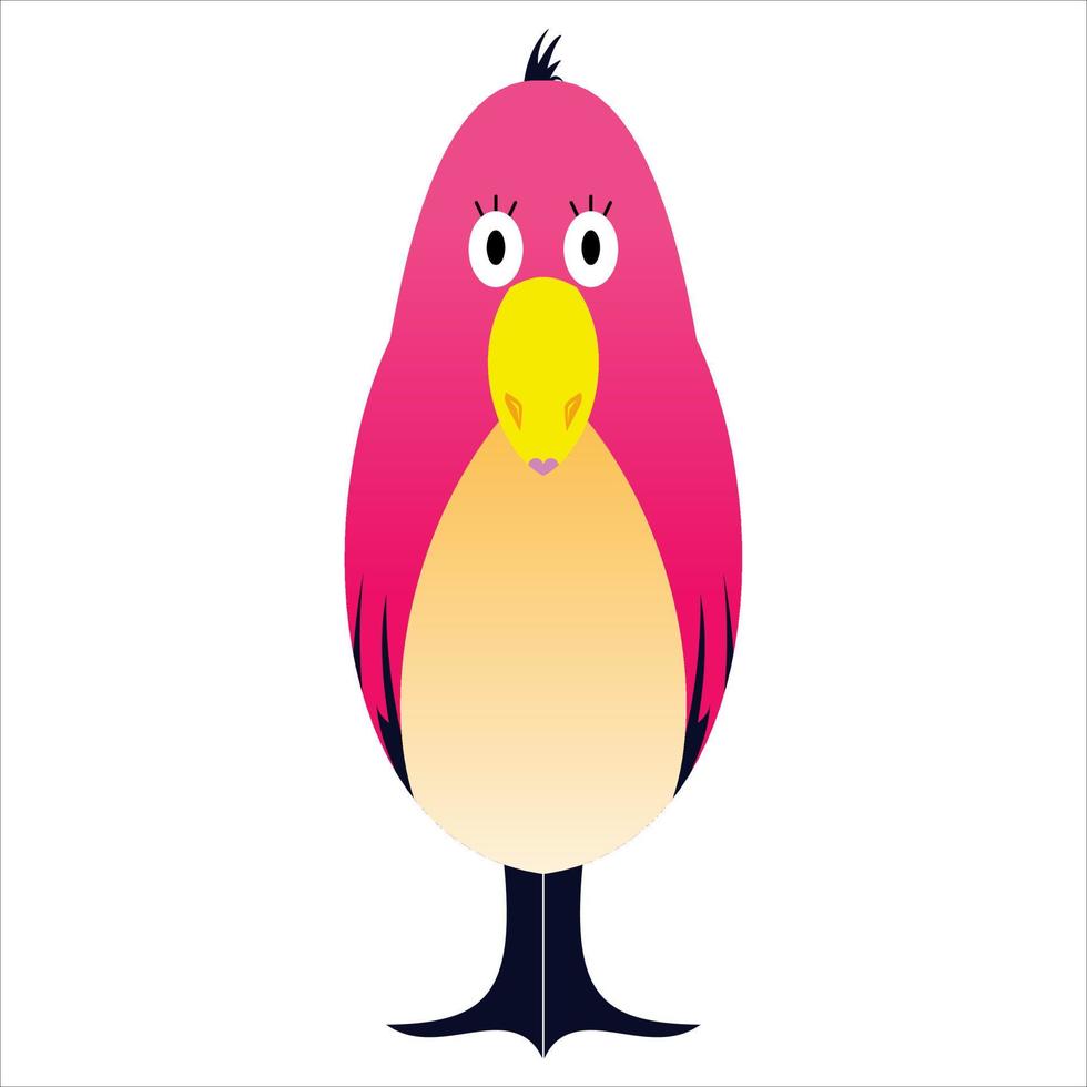 ilustración de dibujos animados de pájaro de color rosa simple vector