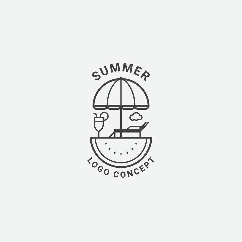 concepto de verano de icono de logotipo en estilo de arte de línea vector