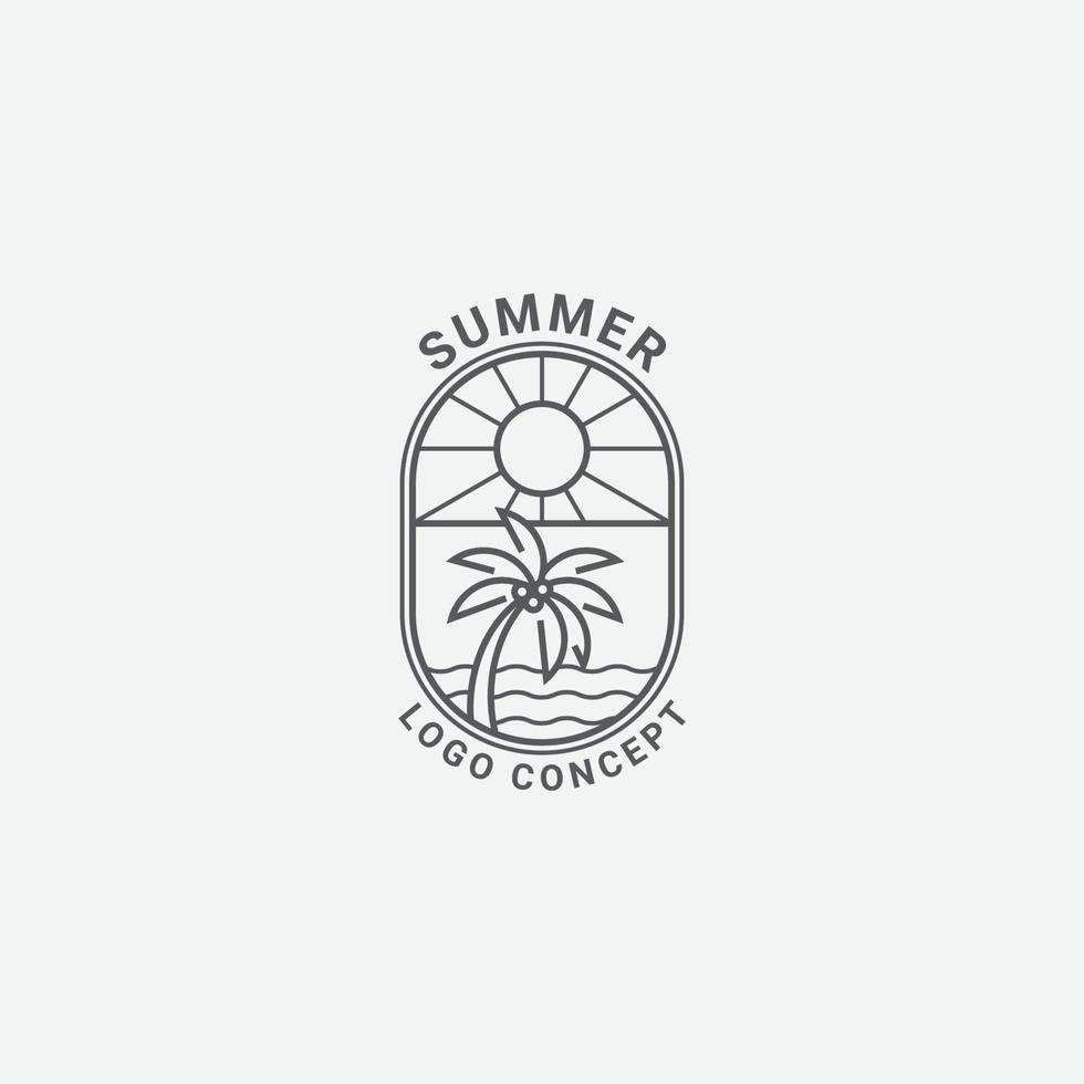 Logo Icon Summer concept in line art style vector
