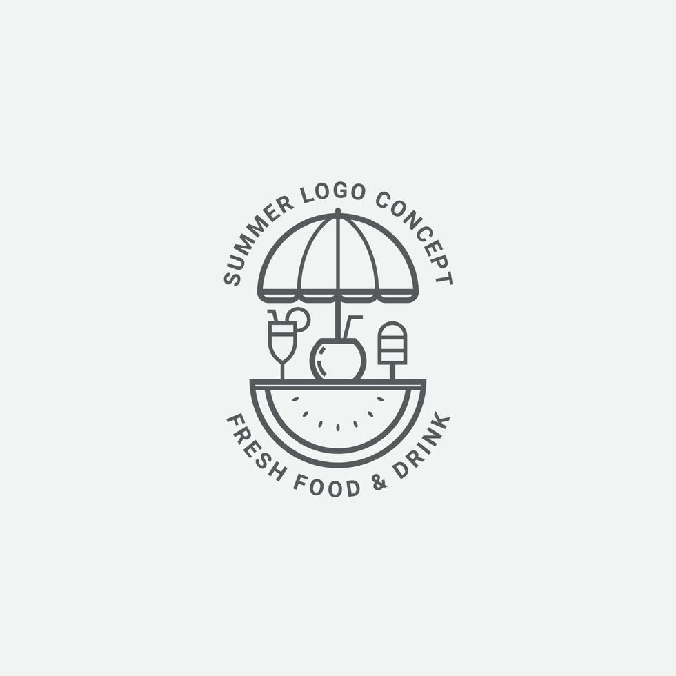 Logo Icon Summer concept in line art style vector