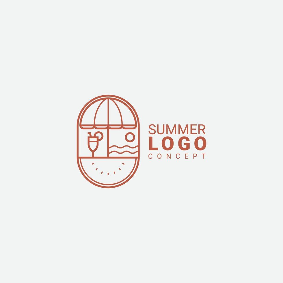 Logo Icon Summer concept in line art style vector