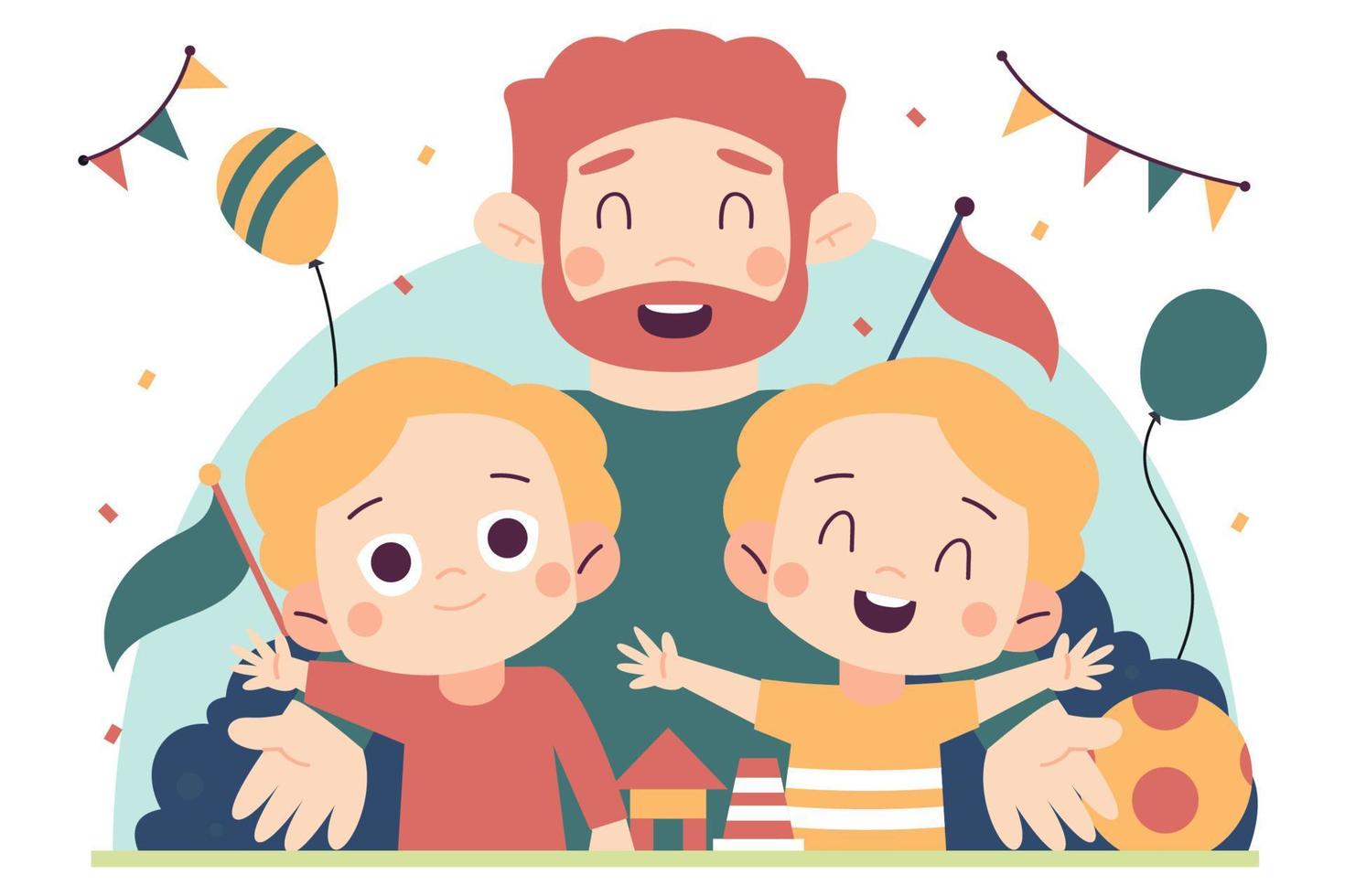 Kids Happiness Playing Flat Illustration vector