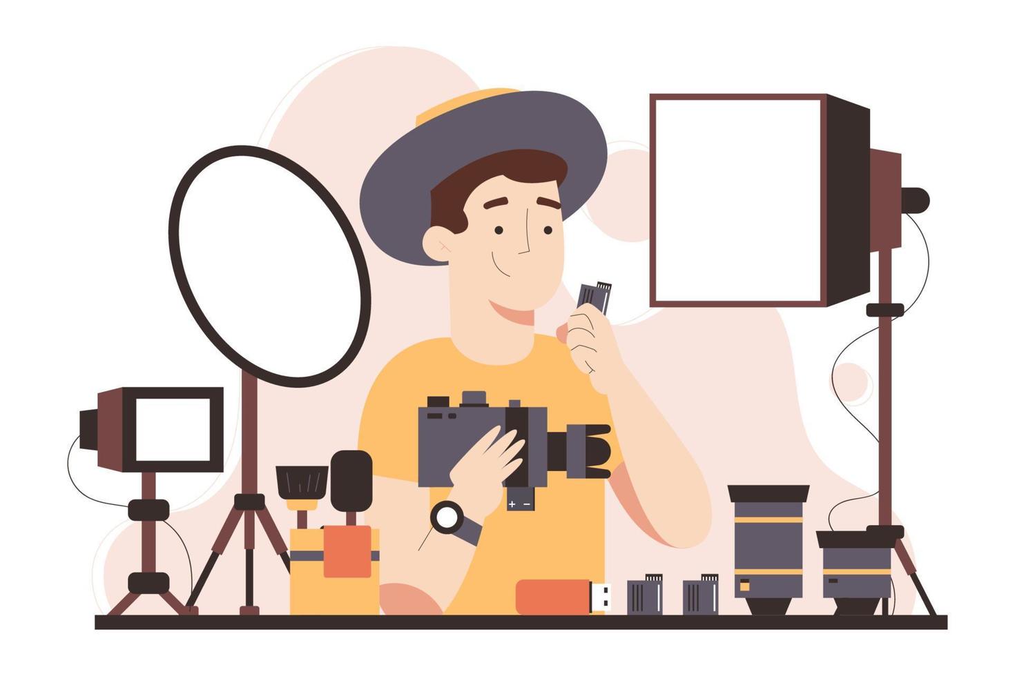 equipo de fotografía ilustración plana vector