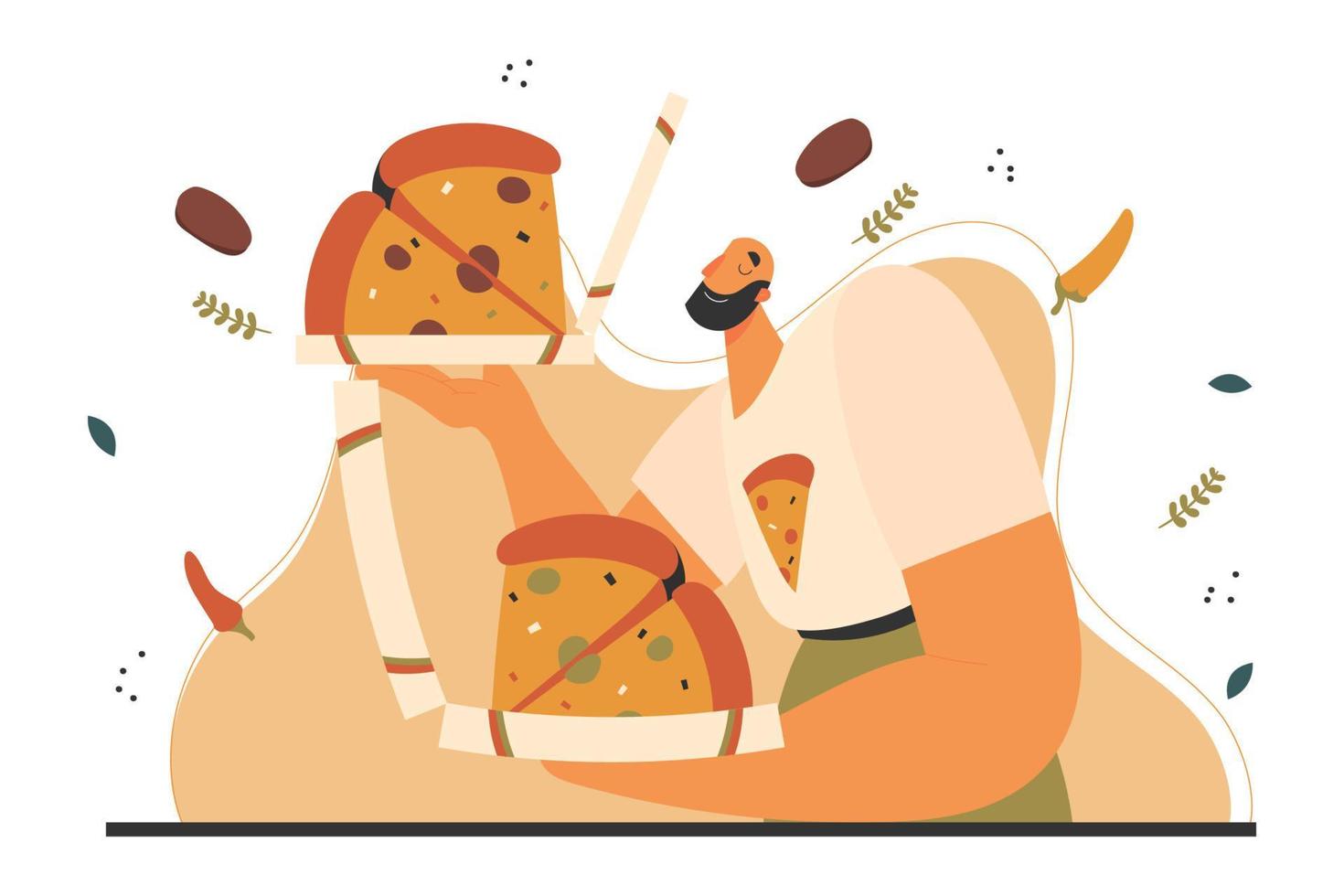 ilustración plana amante de la pizza vector