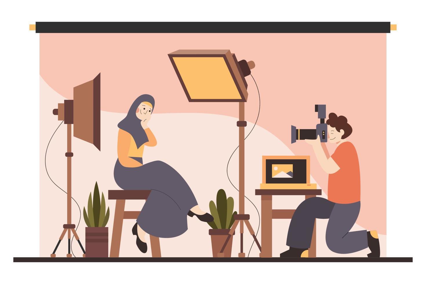 Take a Shoot Model Fashion Flat Illustration vector