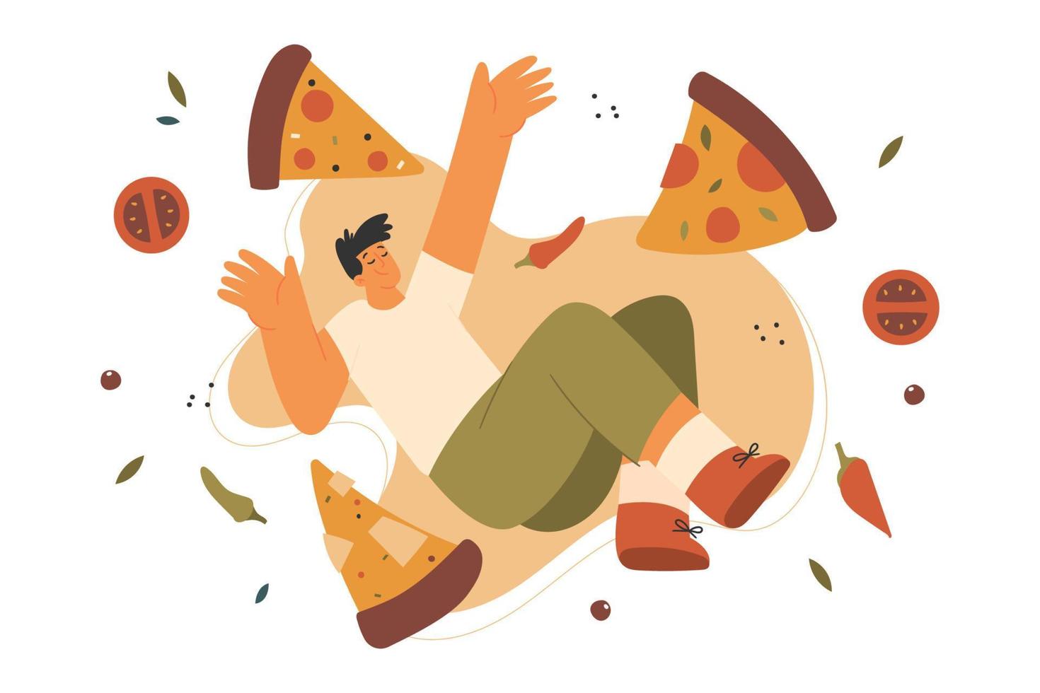 Enjoy Pizza Time Flat Illustration vector