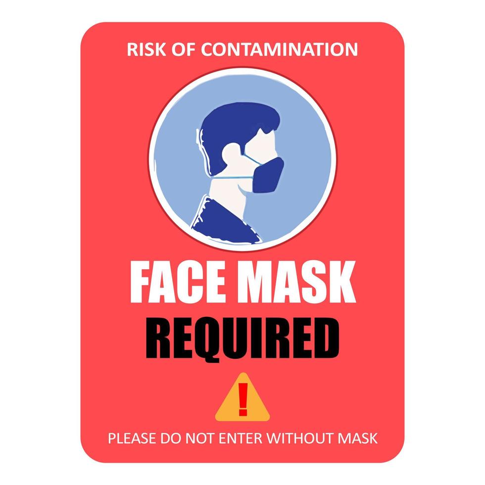 Face Mask required Poster - No Entry -  Face  Mask Required Sign -  Please do not enter without a face mask vector
