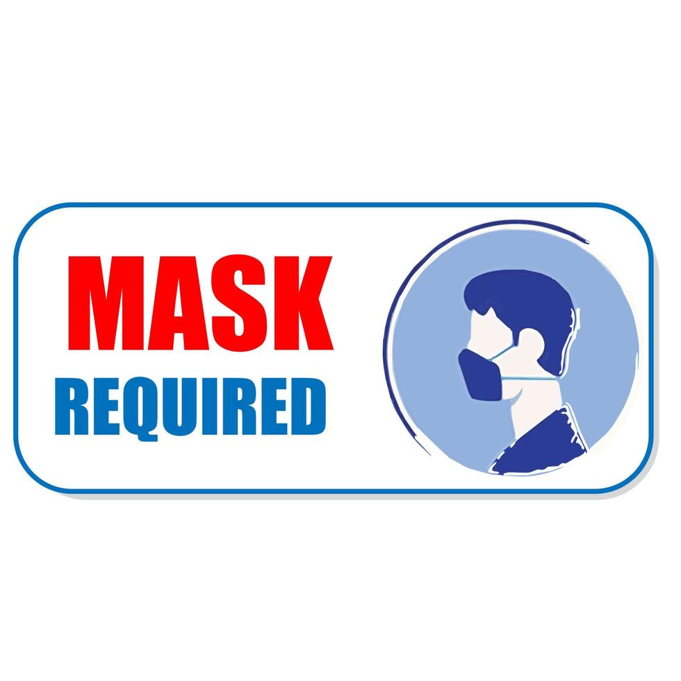 Mask required warning prevention sign vector