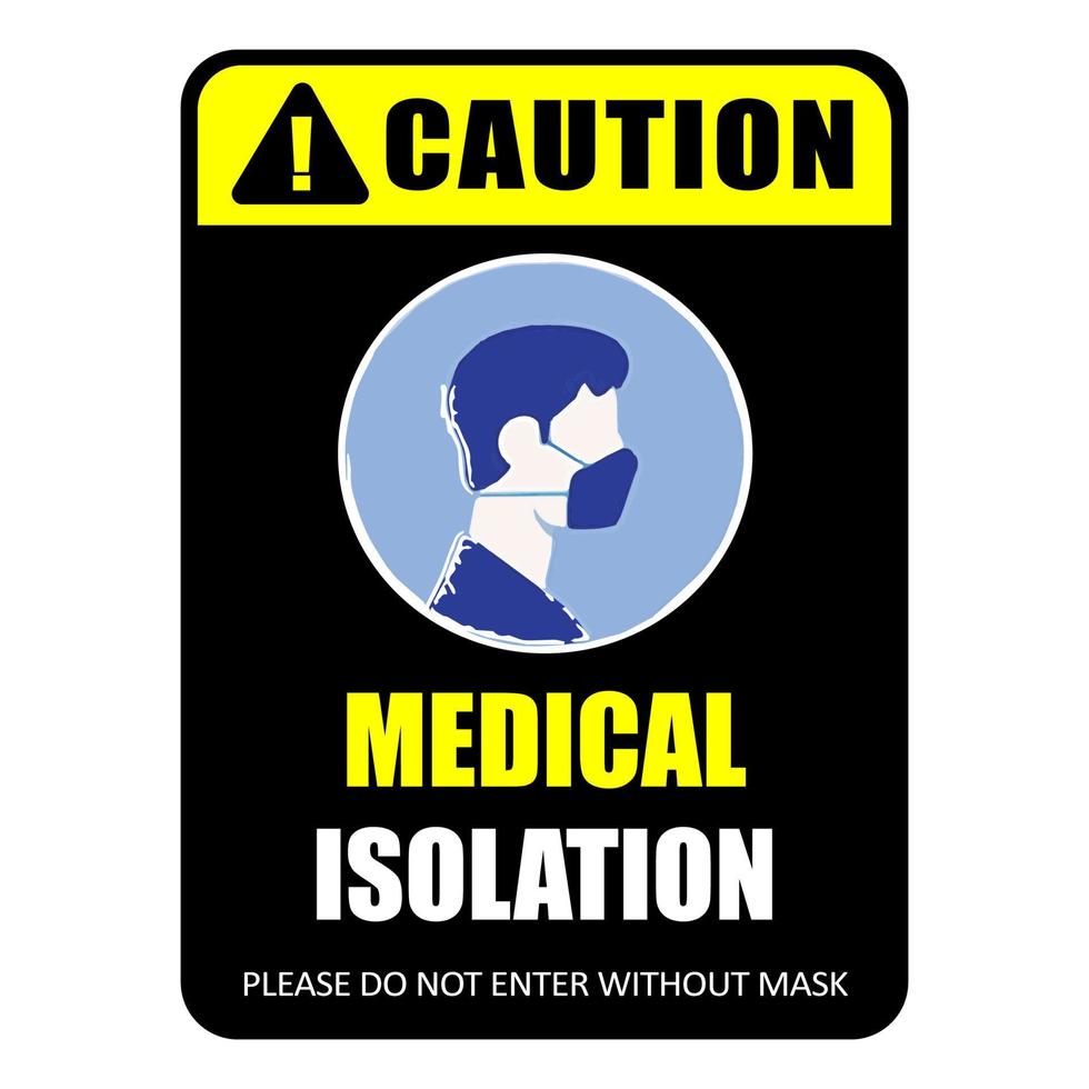 Emergency sign of face masks required, face covering sign vector