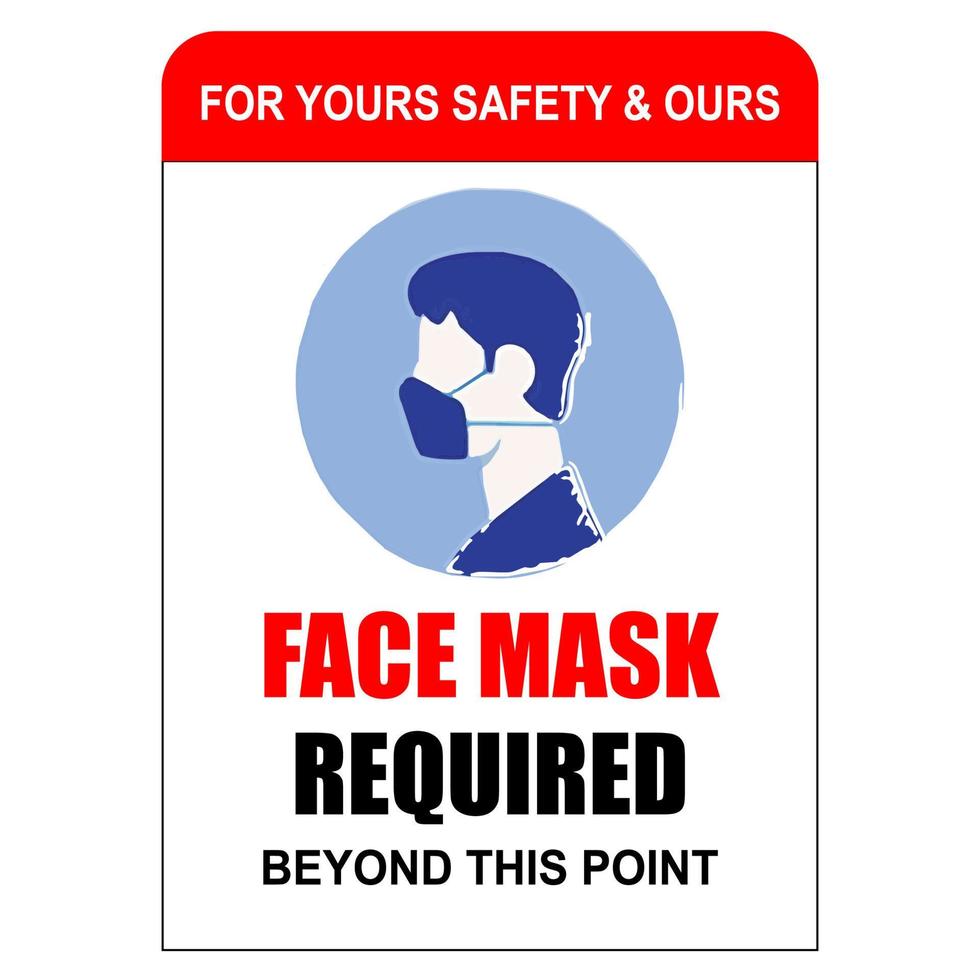 Masks required while on the premises Face mask required sign vector