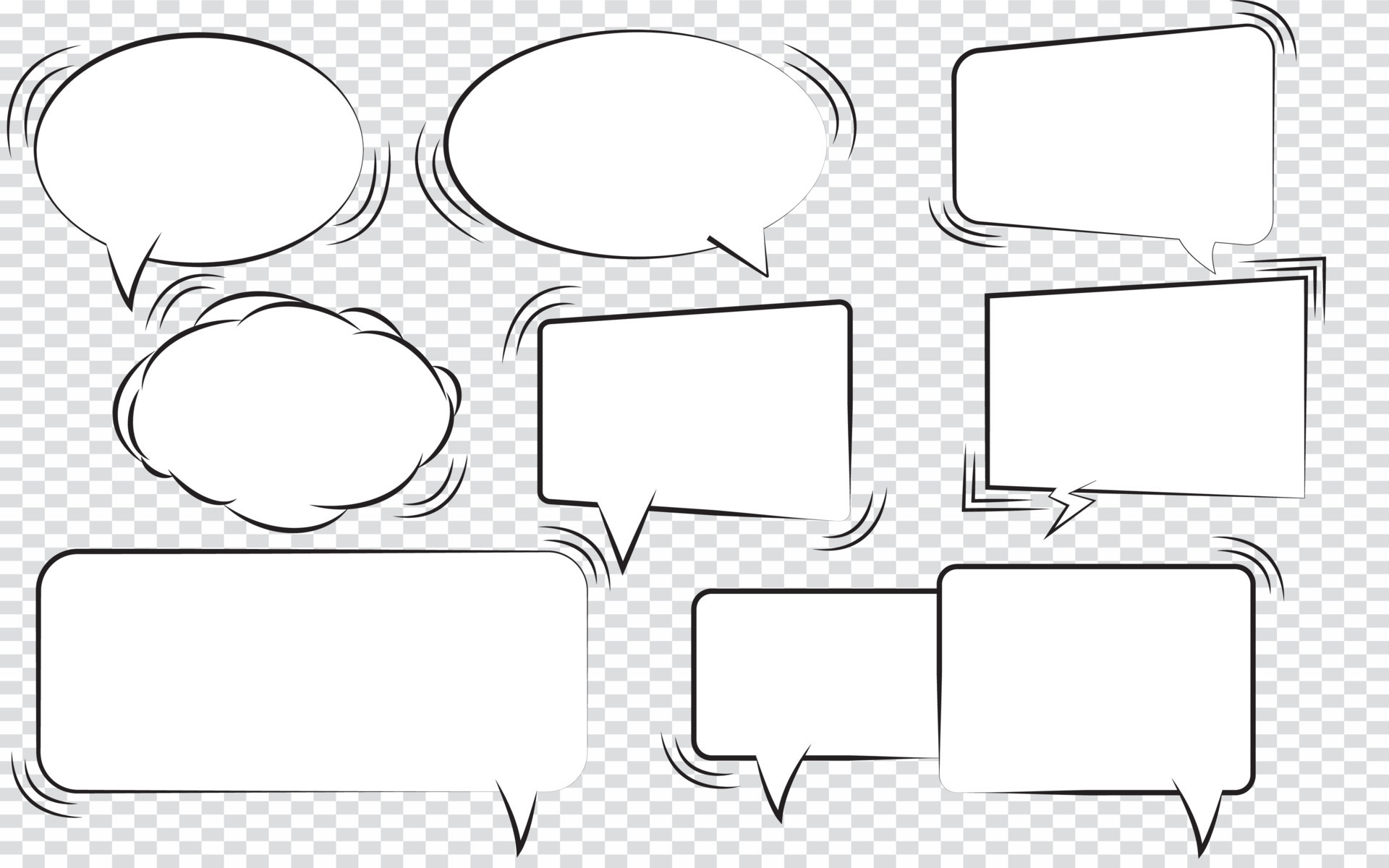 Vector illustration of a collection of cartoon style speech bubbles ...