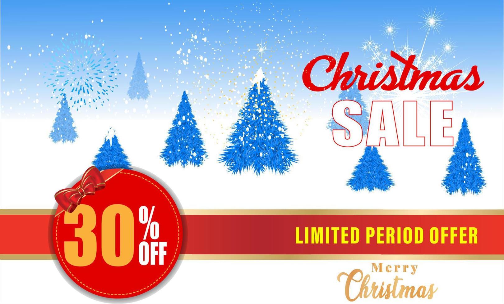 30 Percentage Big winter sale offer vector