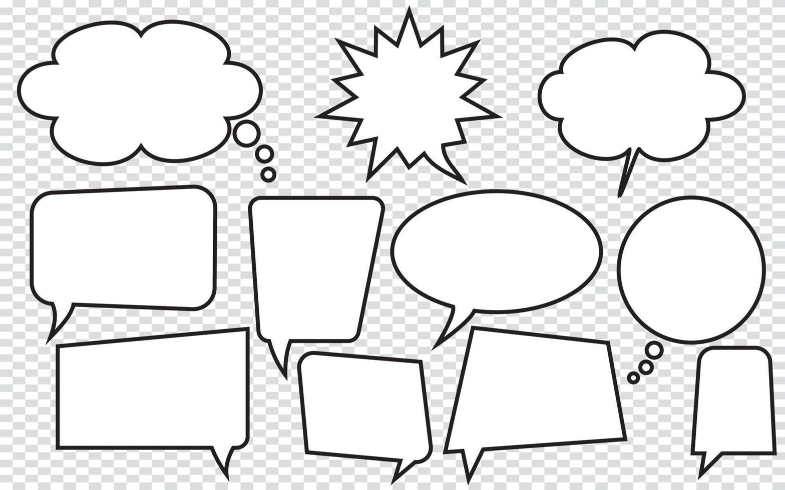 Set of empty speech bubbles, Thin line, Vector illustration