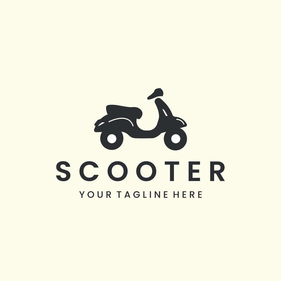 scooter side facing with vintage style logo icon template design. motorcycle , Skootamota,  Autoped , vector illustration