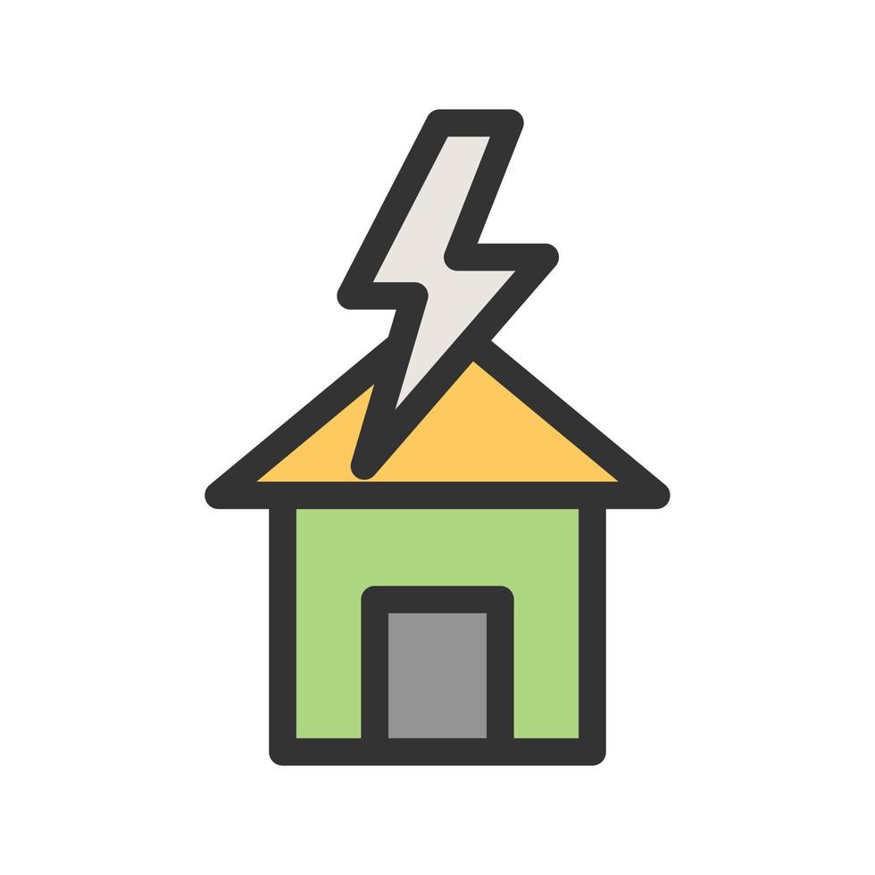 Lightning Striking House Filled Line Icon vector