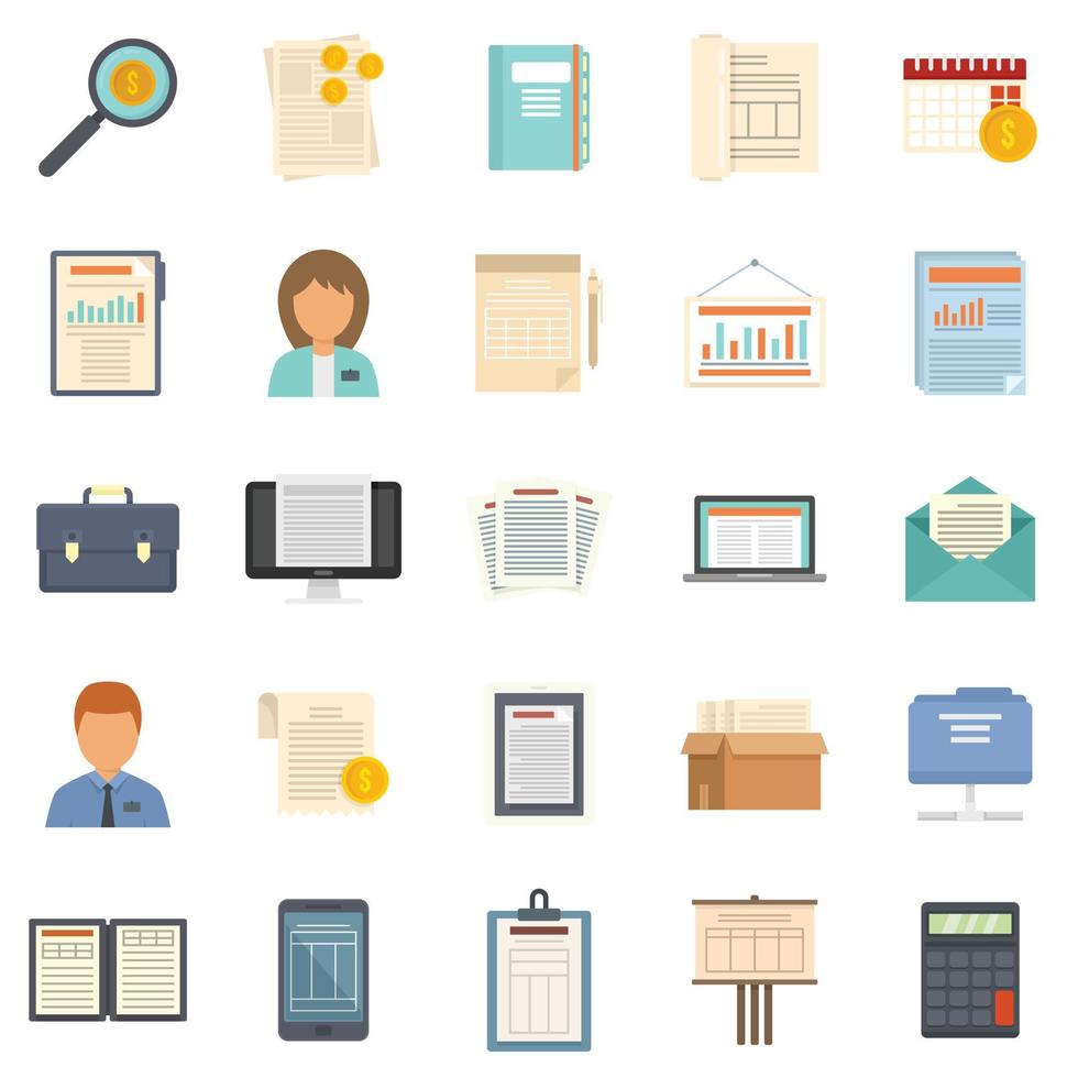 Estimator icons set flat vector isolated