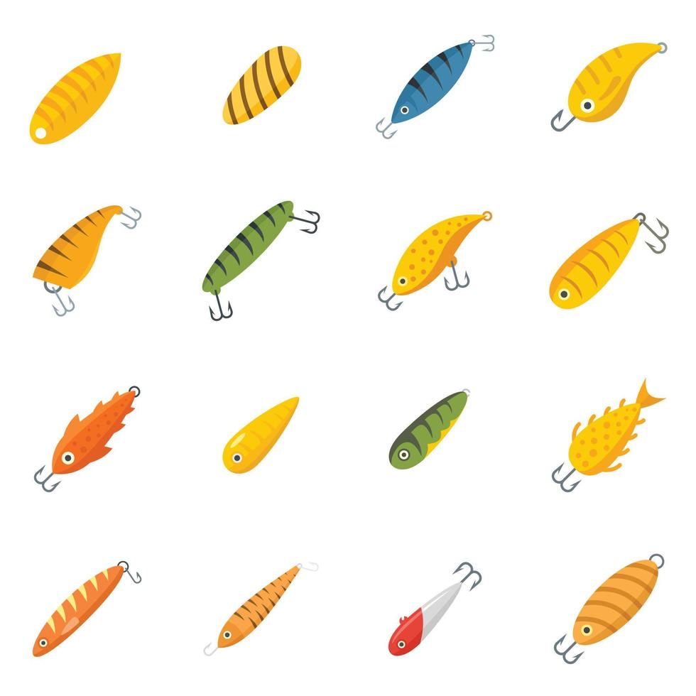 iconos de cebo de pescado conjunto vector plano aislado