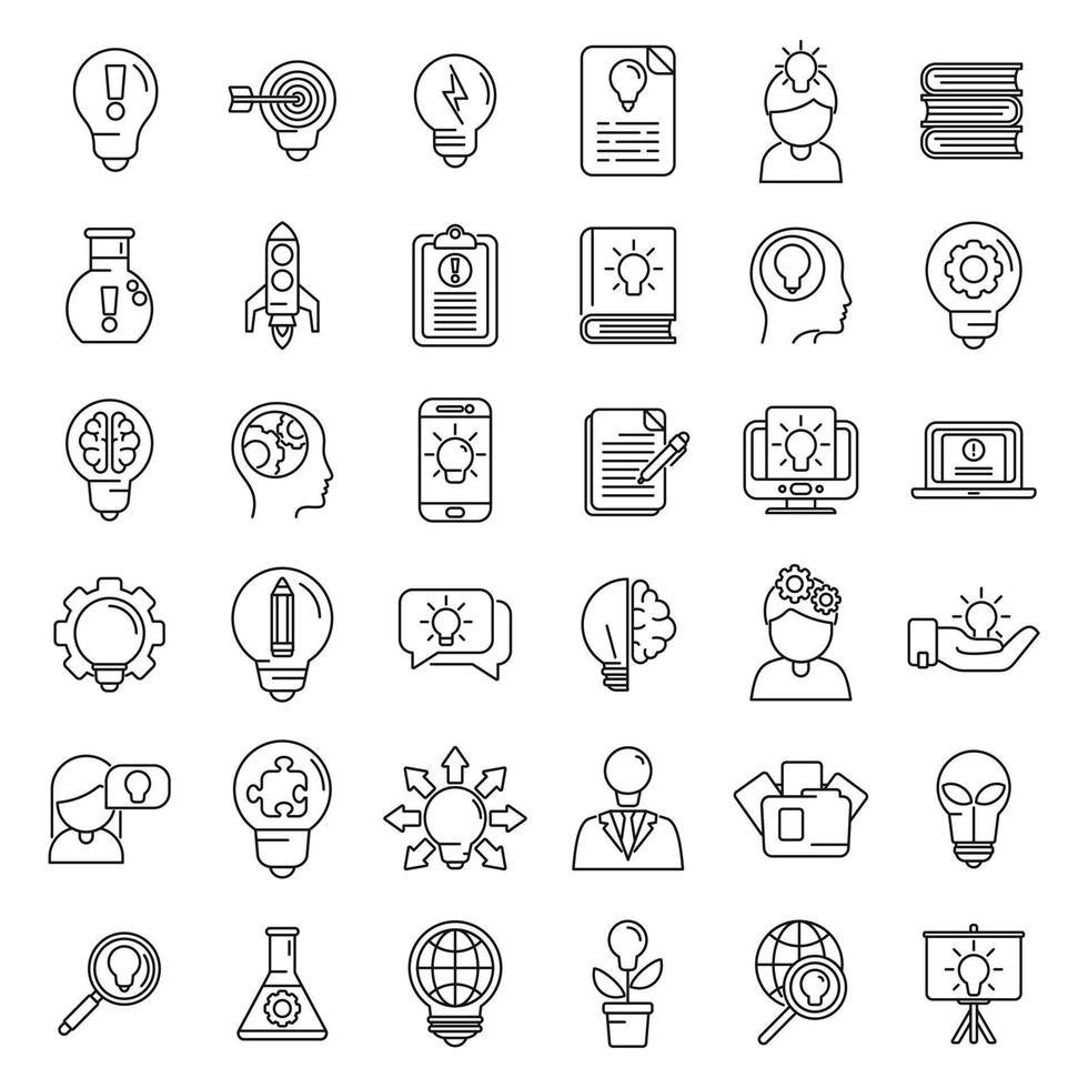 Idea icons set outline vector. Light bulb vector