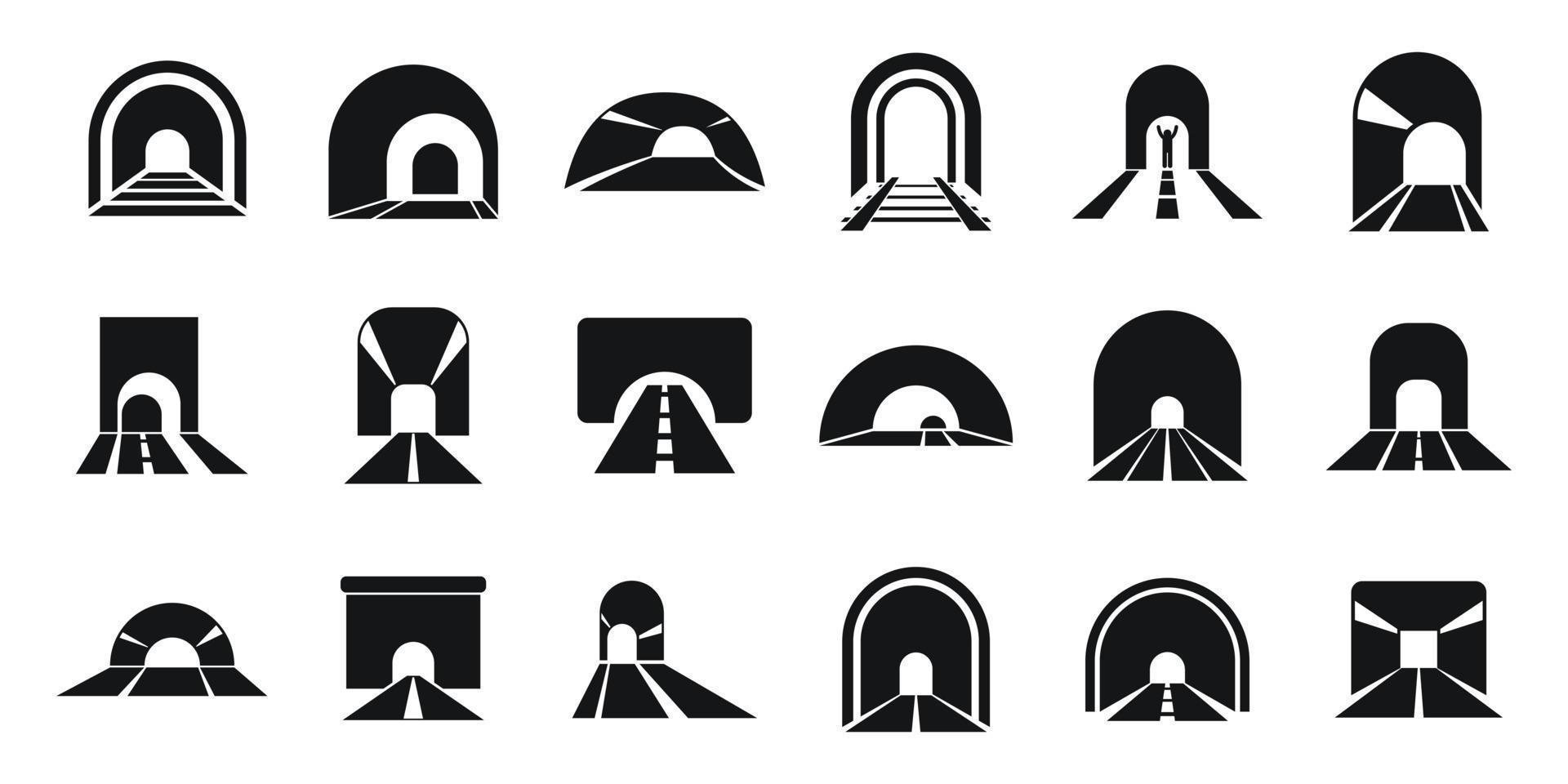 los iconos de túnel establecen un vector simple. vía férrea