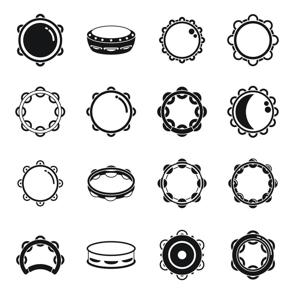 Tambourine icons set simple vector. Carnival samba vector