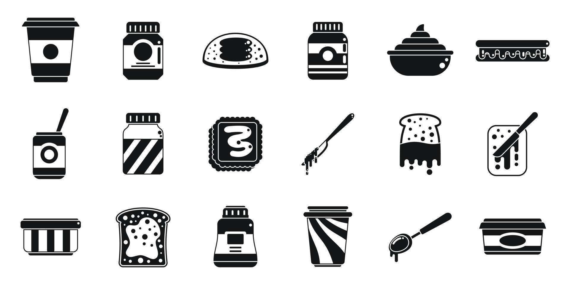 Chocolate paste icons set simple vector. Jar bottle vector