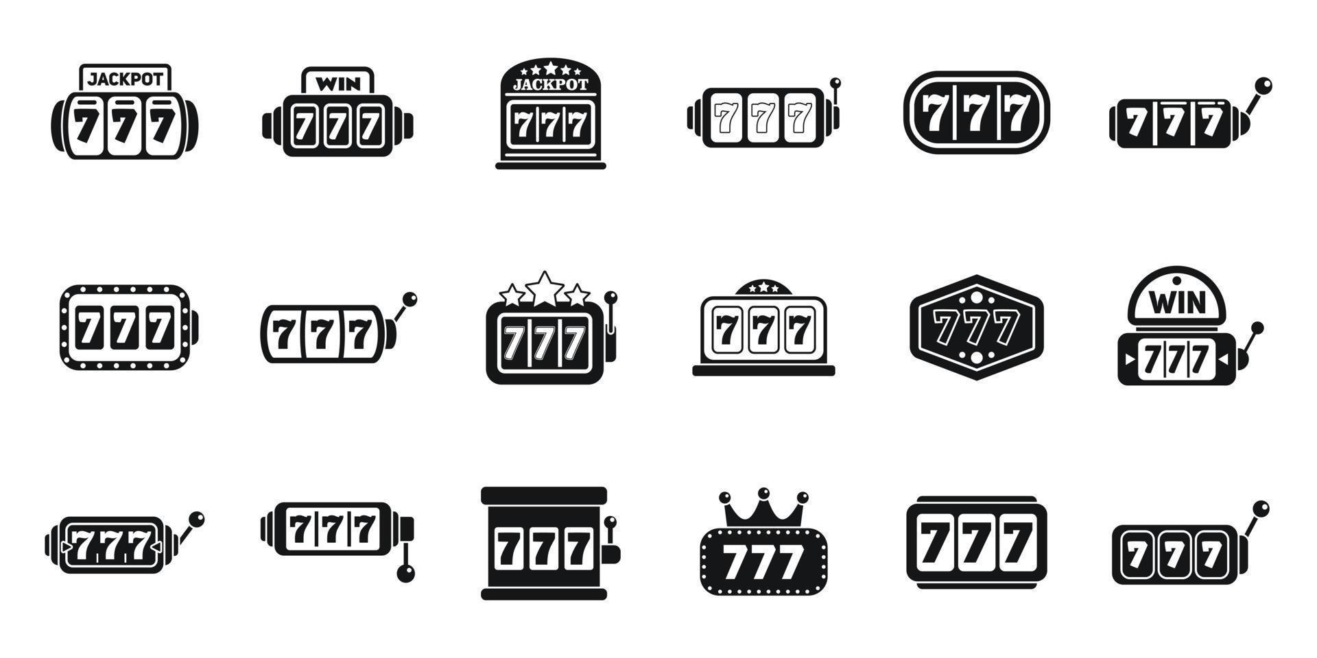 Lucky 7 icons set simple vector. Casino slot vector