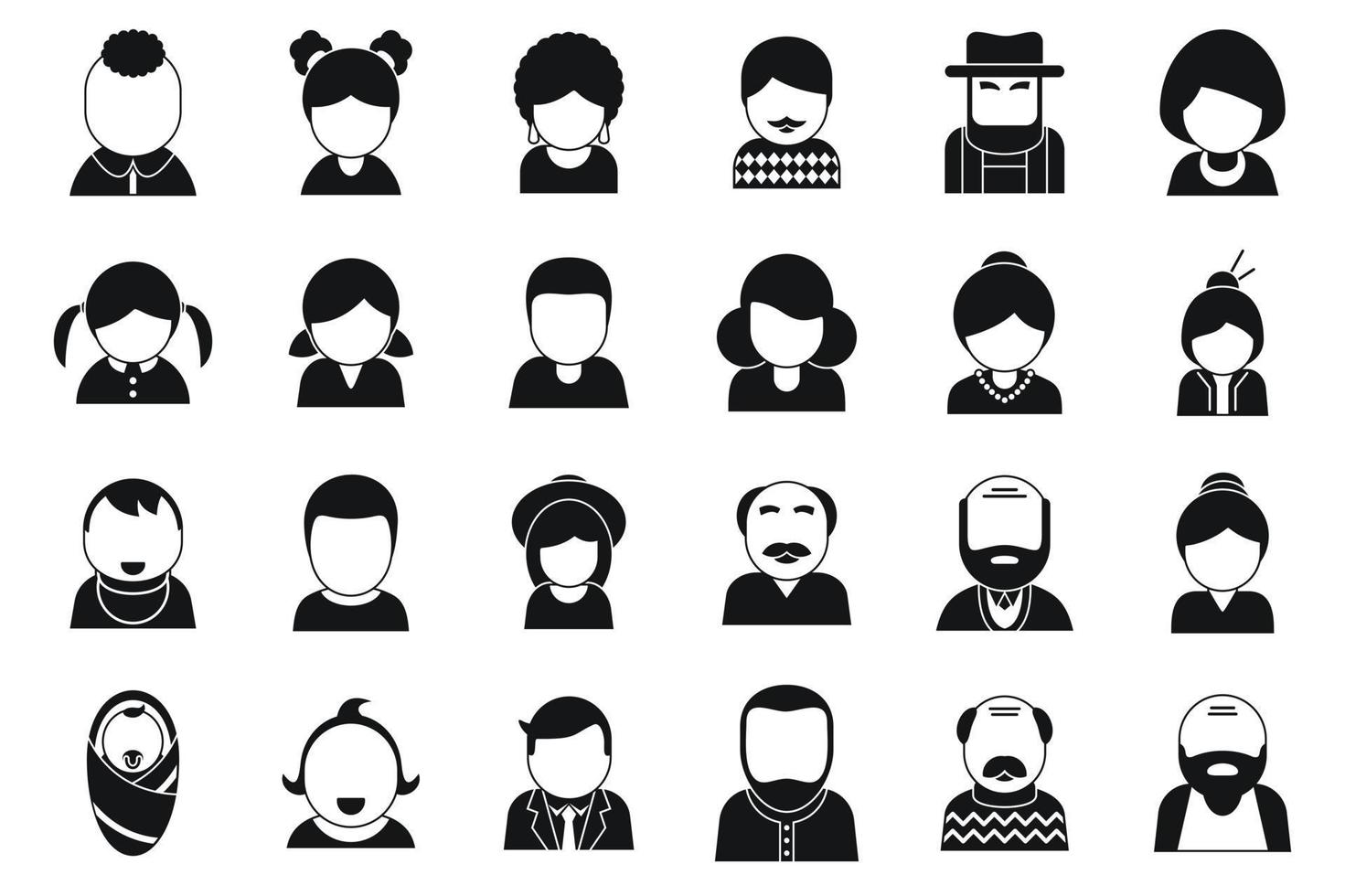 Generation icons set simple vector. Family people vector