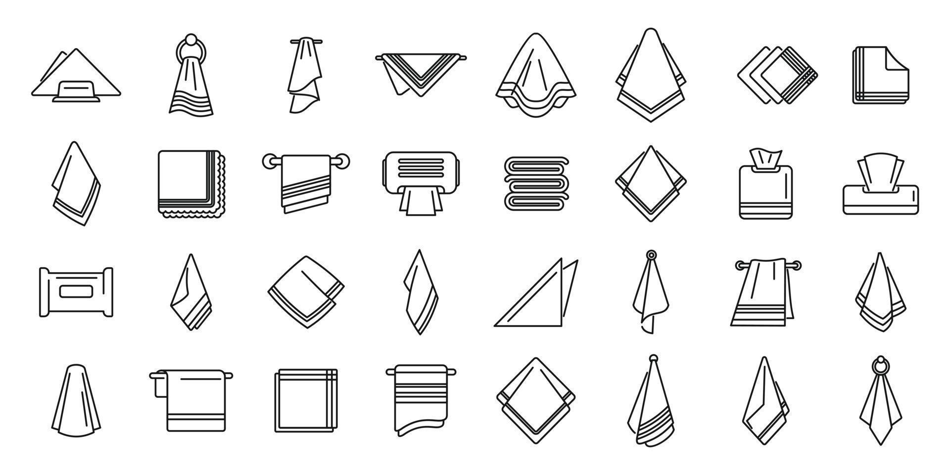 Handkerchief icons set outline vector. Folded napkin vector
