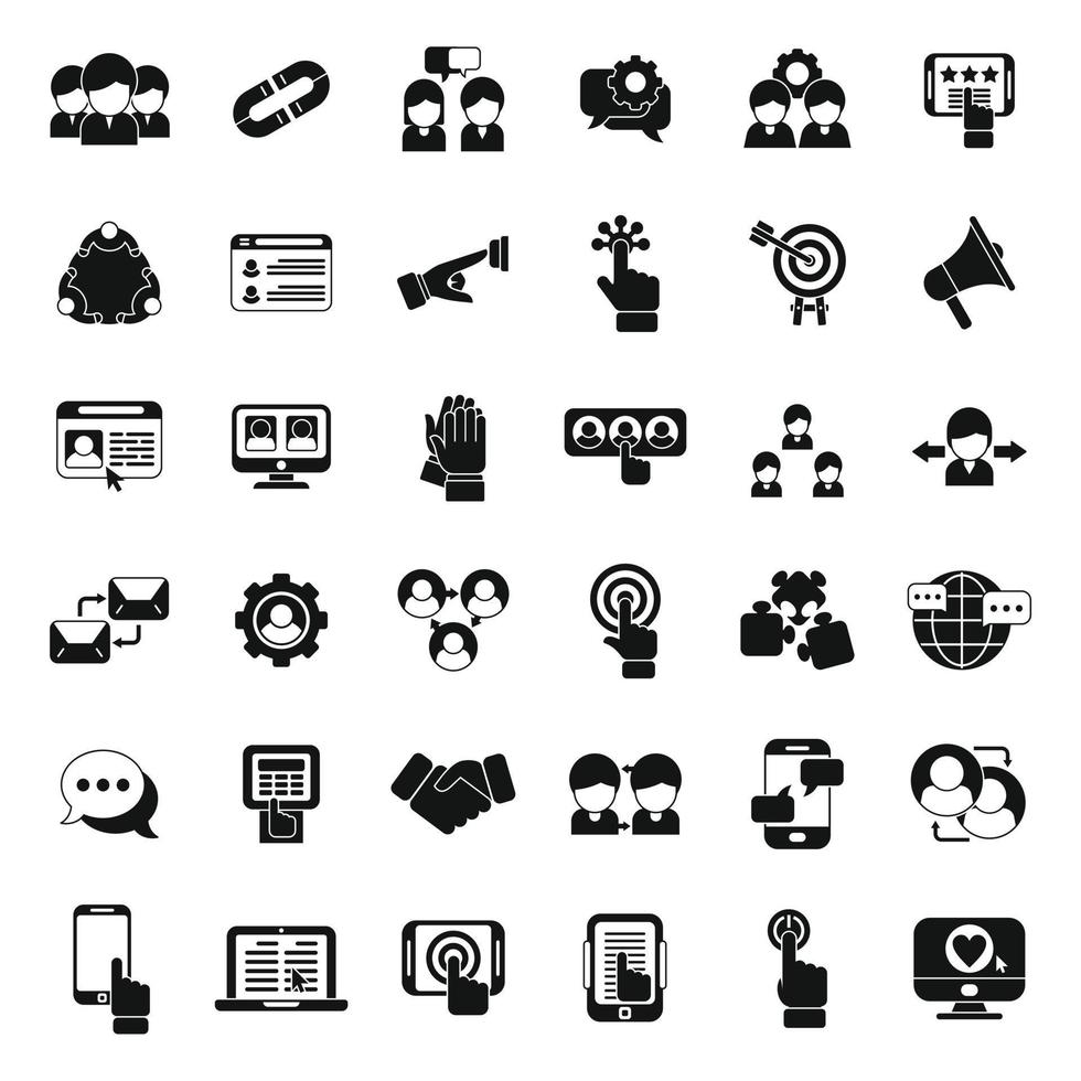 Interaction icons set simple vector. Test process vector