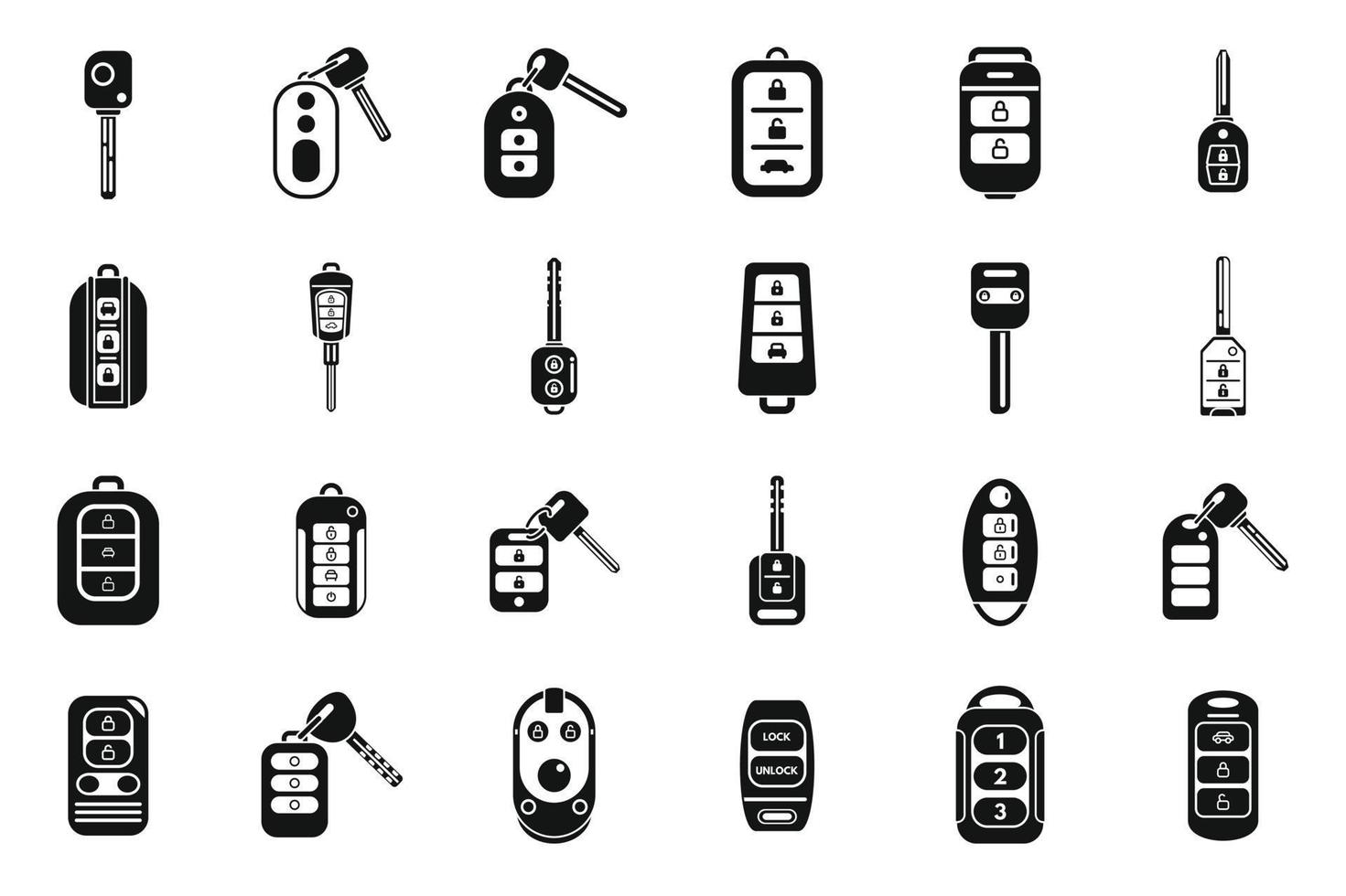 Smart car key icons set simple vector. Driver mobile vector