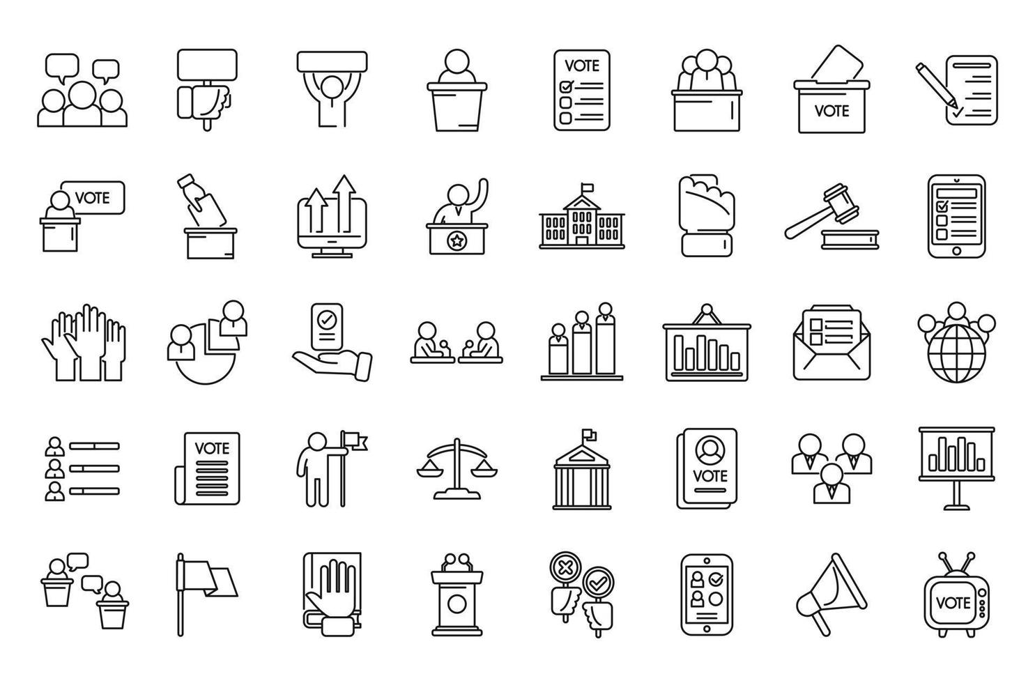 Democracy icons set outline vector. Human rights vector