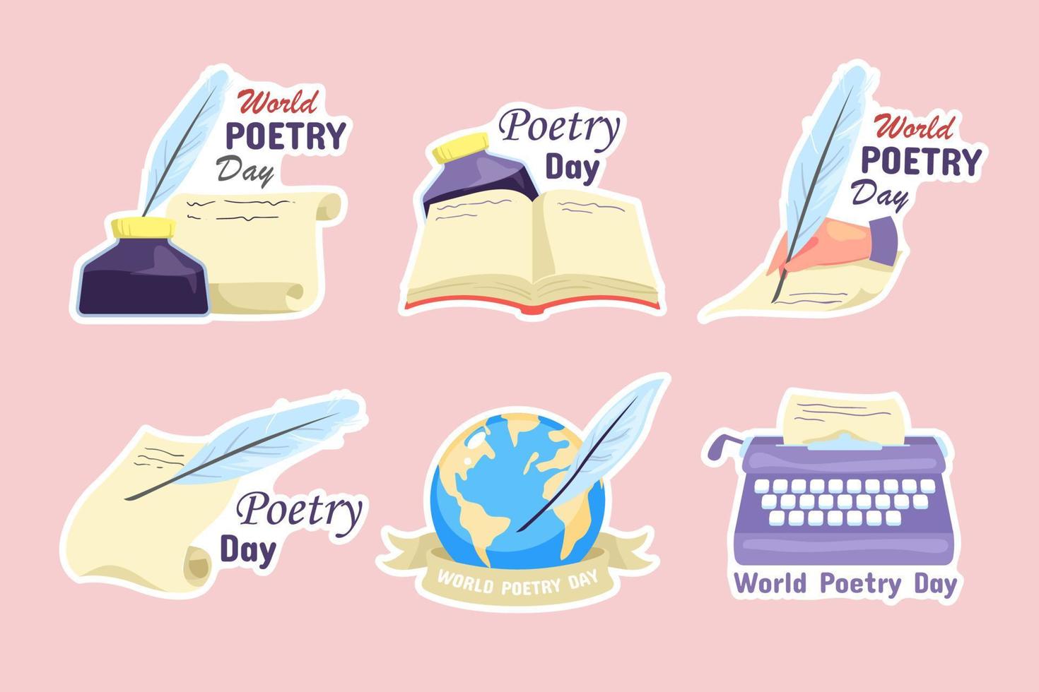 World Poetry Day Sticker vector