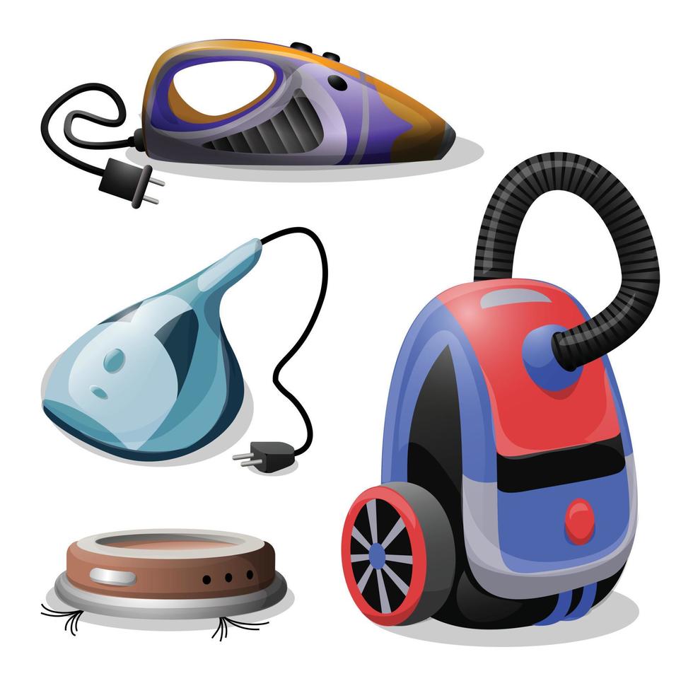 Vacuum cleaner icons set cartoon vector. Vacuum machine vector