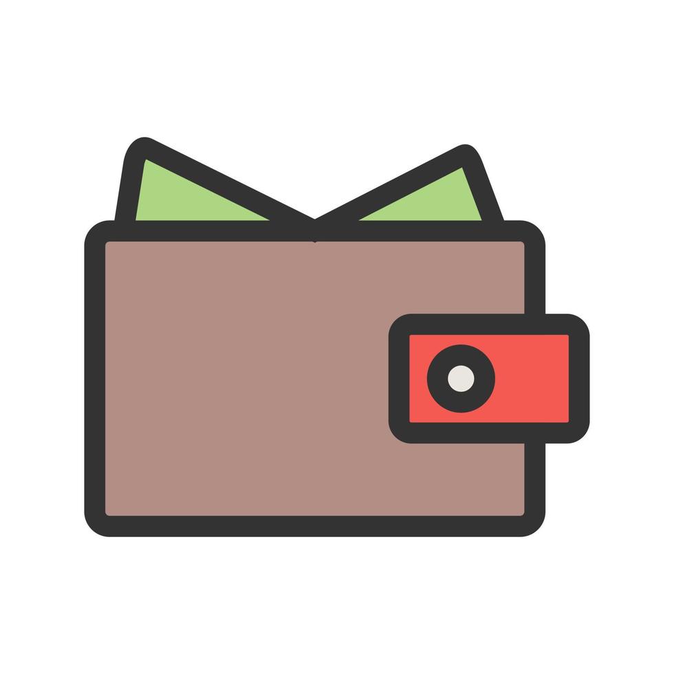 Wallet full of money Filled Line Icon vector