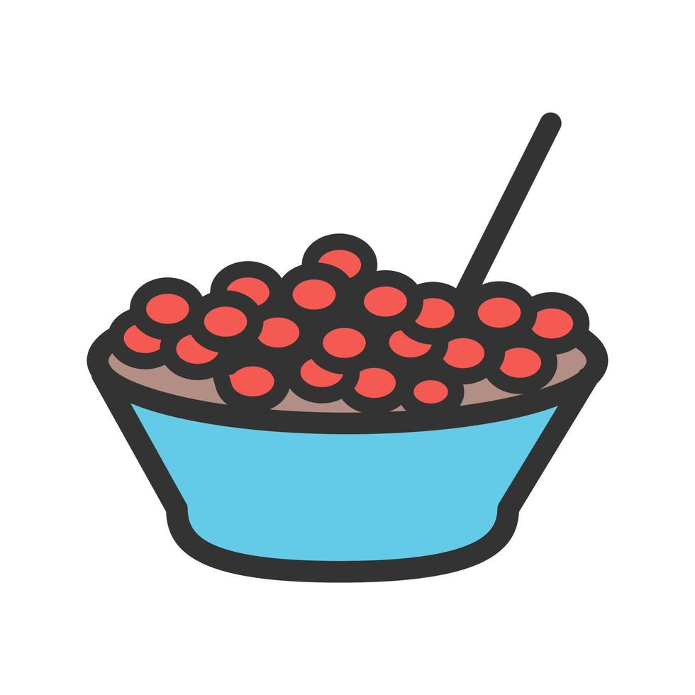 Bowl of Cranberries Filled Line Icon vector