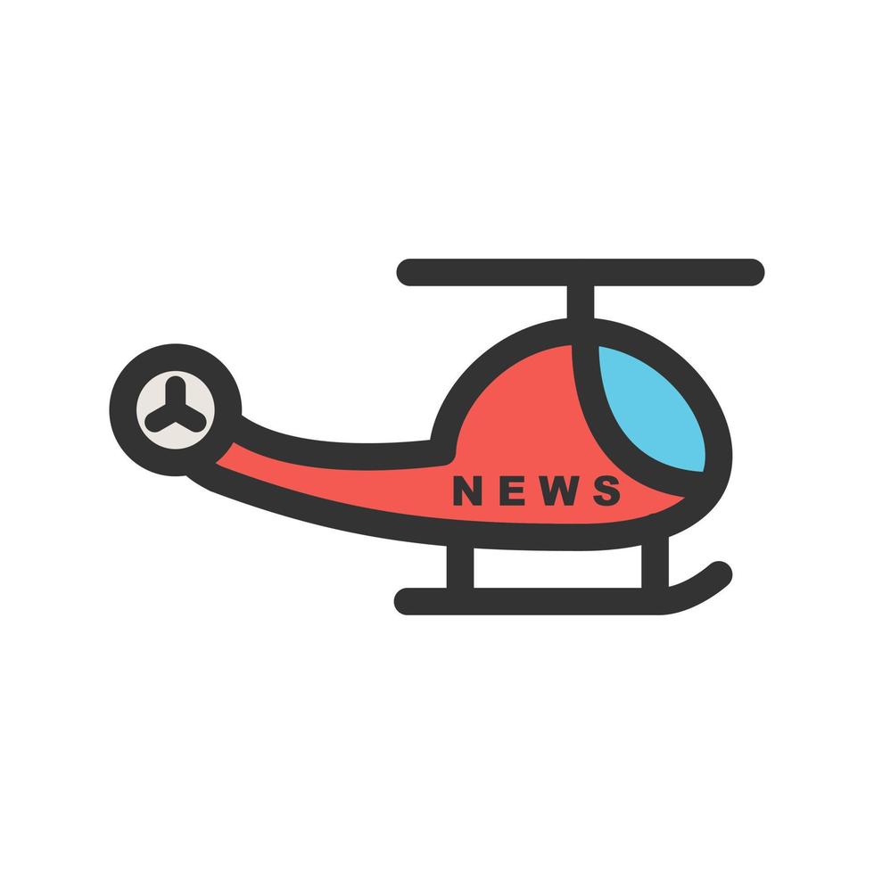 News Helicopter Filled Line Icon vector