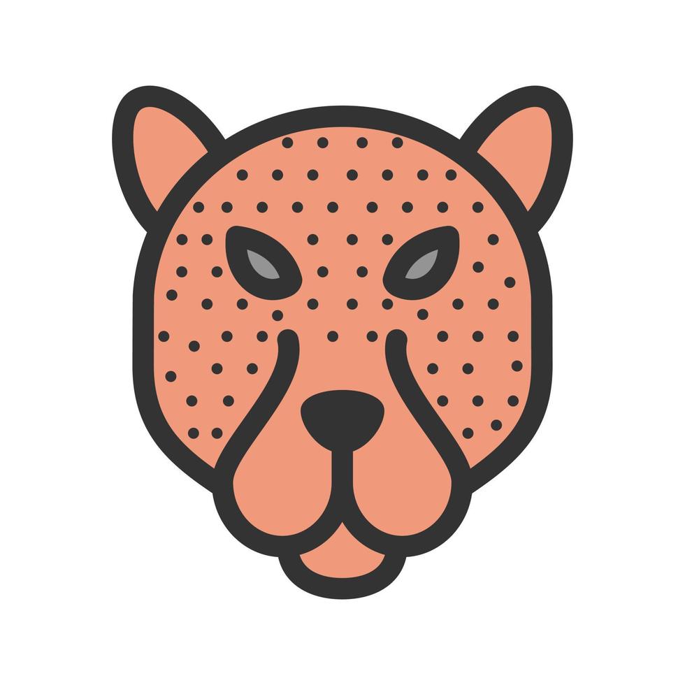 icono de línea llena de cara de leopardo vector