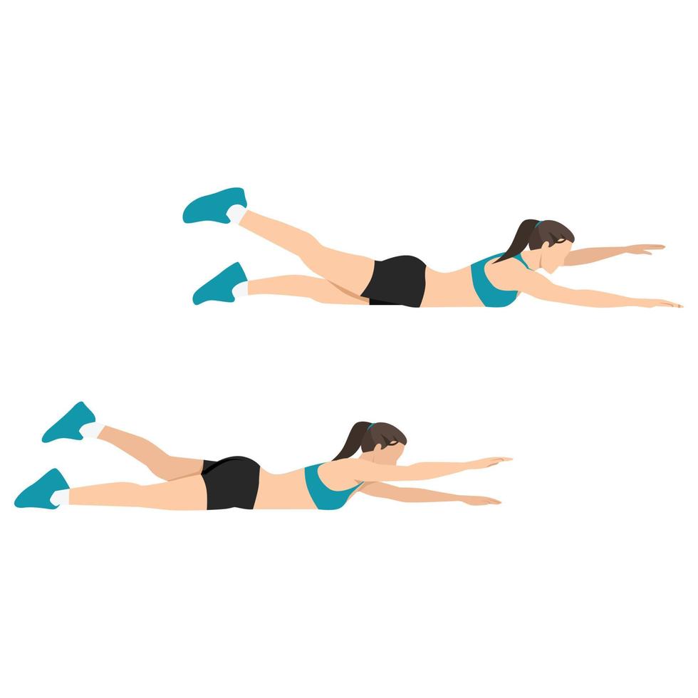 Woman doing alternating plank exercise flat vector illustration isolated on white background