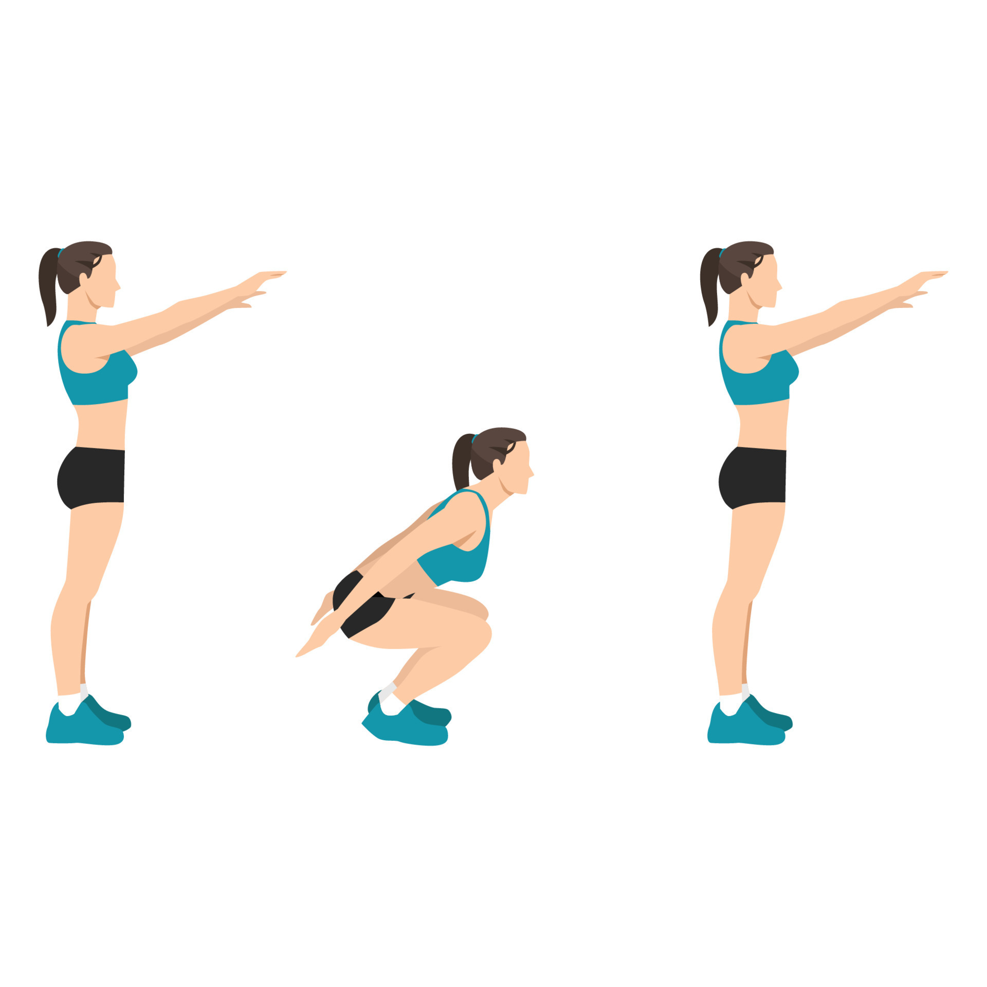 Woman doing hindu squats exercise flat vector illustration isolated on ...