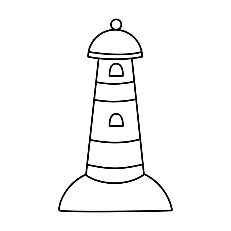 Vector illustration of lighthouse on white background.
