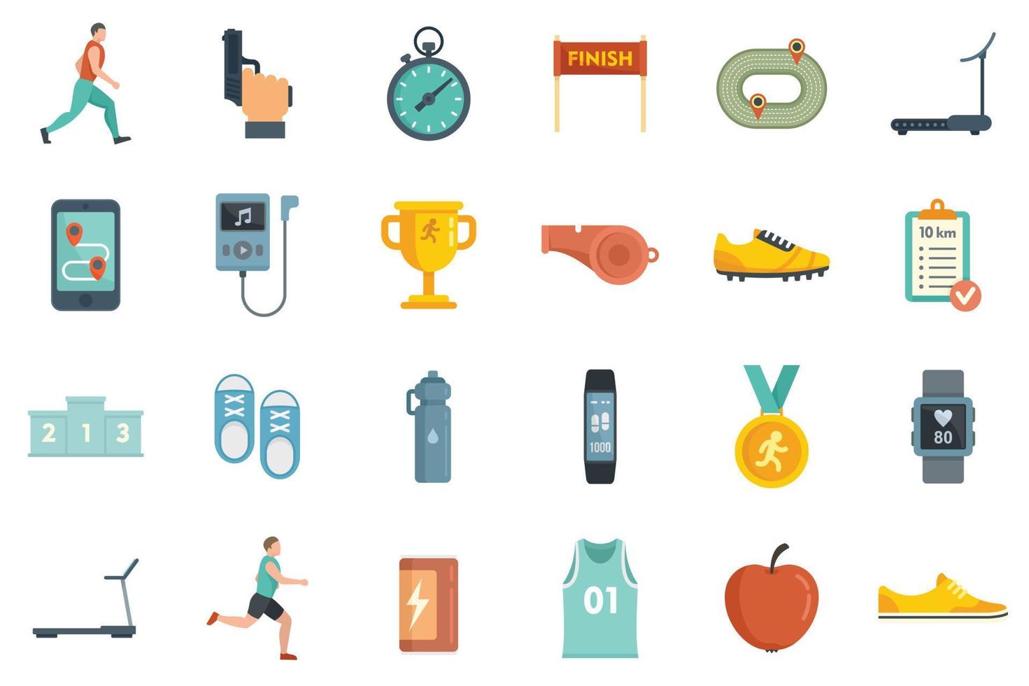 Running icons set flat vector isolated