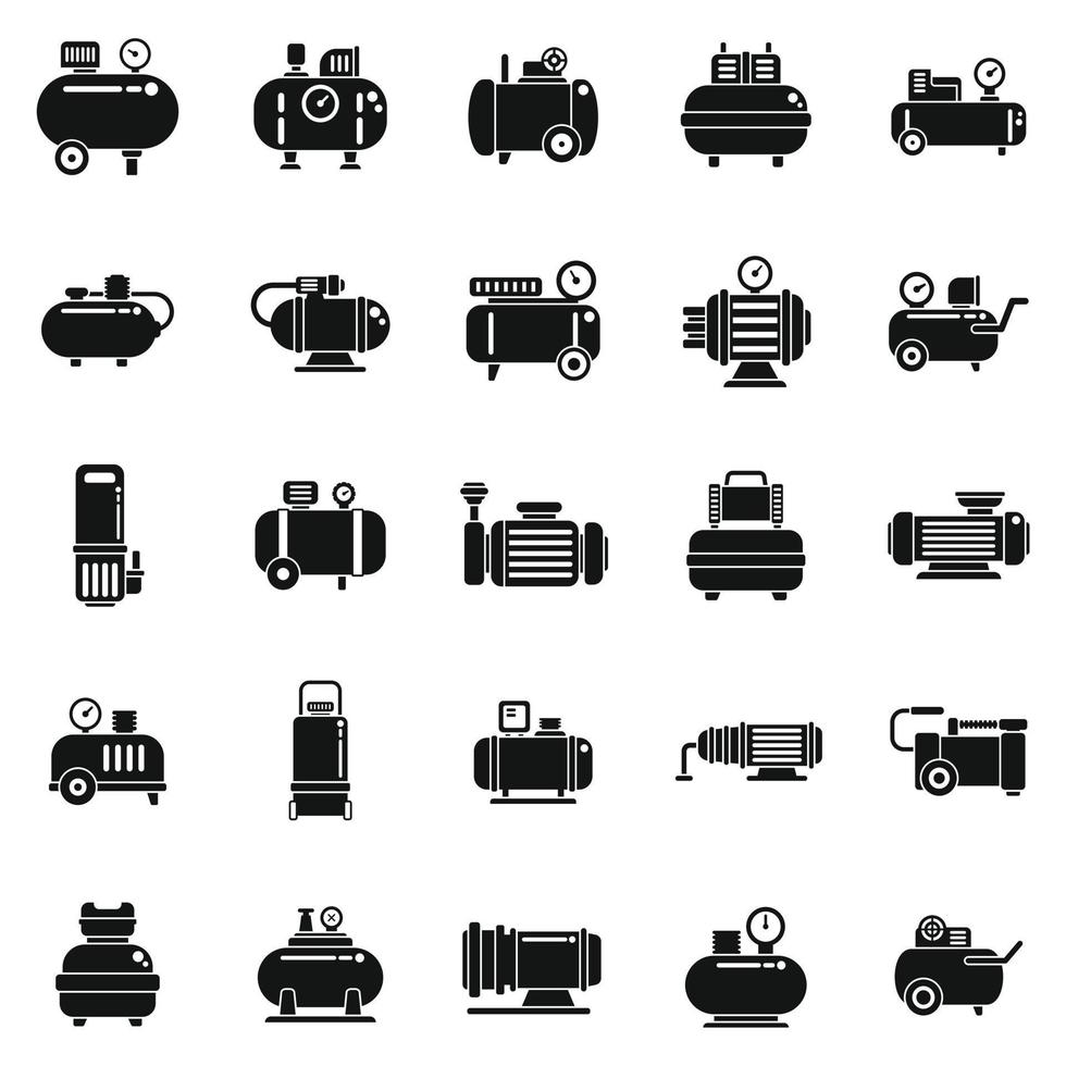 Compressor icons set simple vector. Air car vector