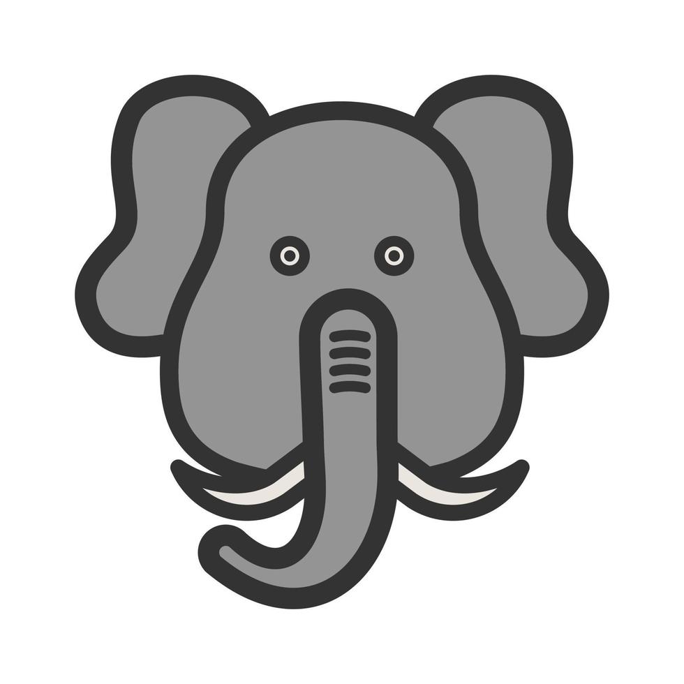 icono de línea llena de cara de elefante vector