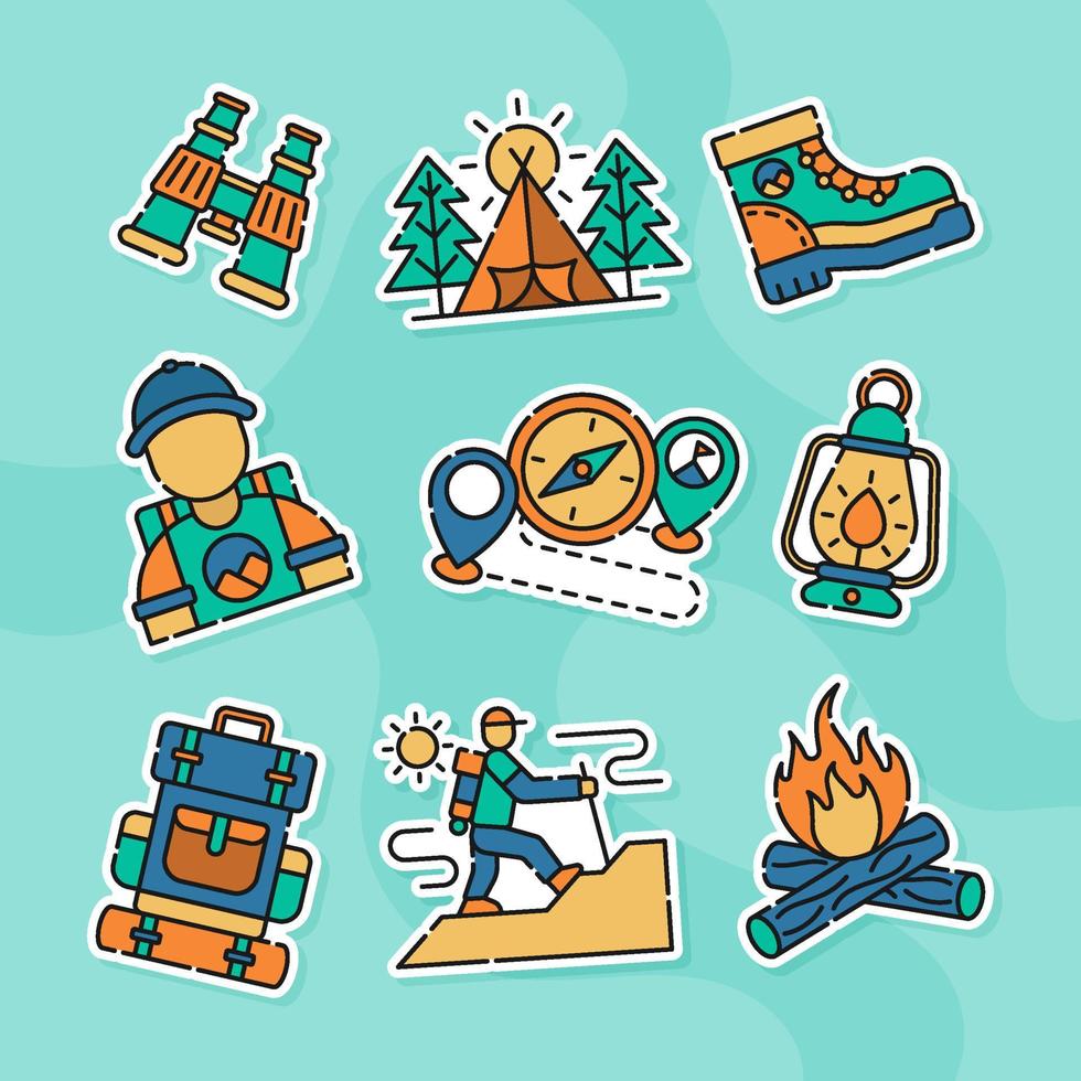 Hiking Activity Icon Set vector