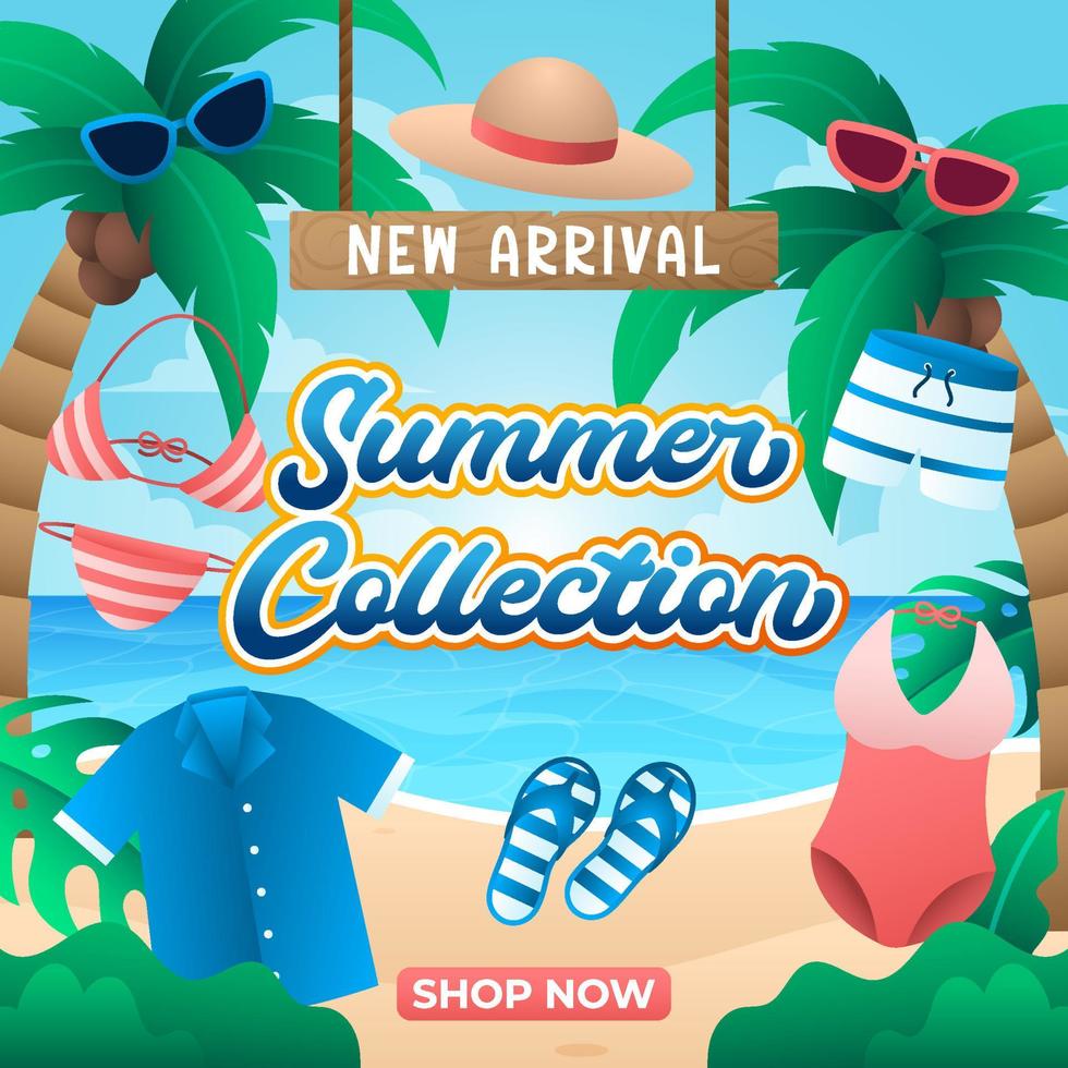 Summer Fashion Sale Poster Template vector