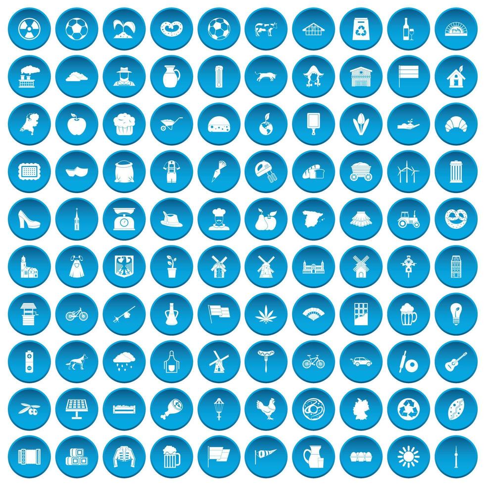 100 mill iconos en azul vector