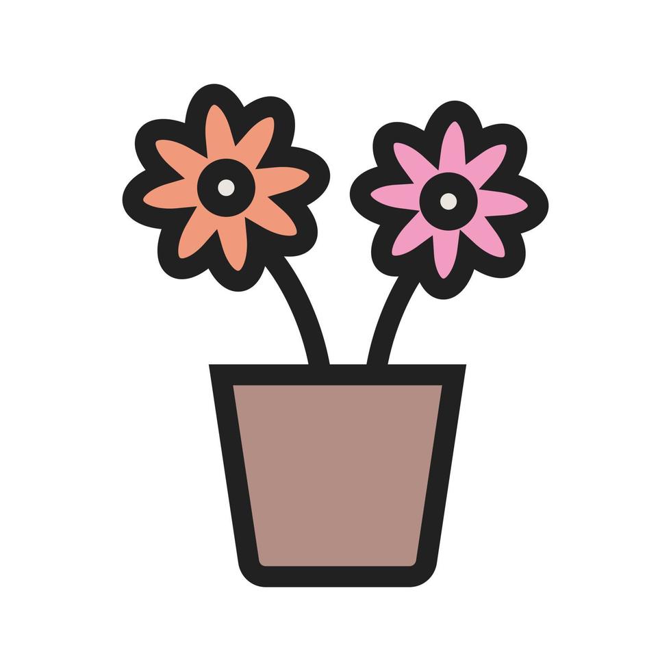 Flower Pot Filled Line Icon vector