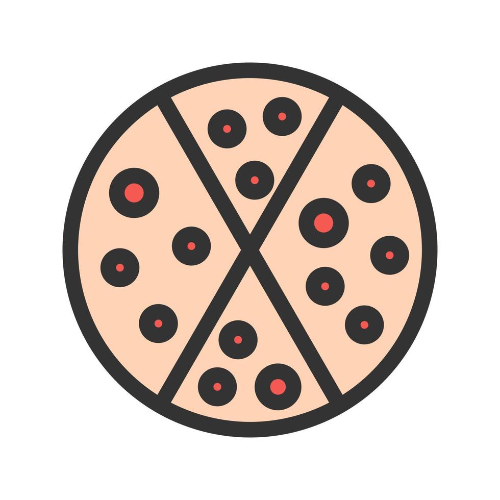 icono de línea llena de pizza vector